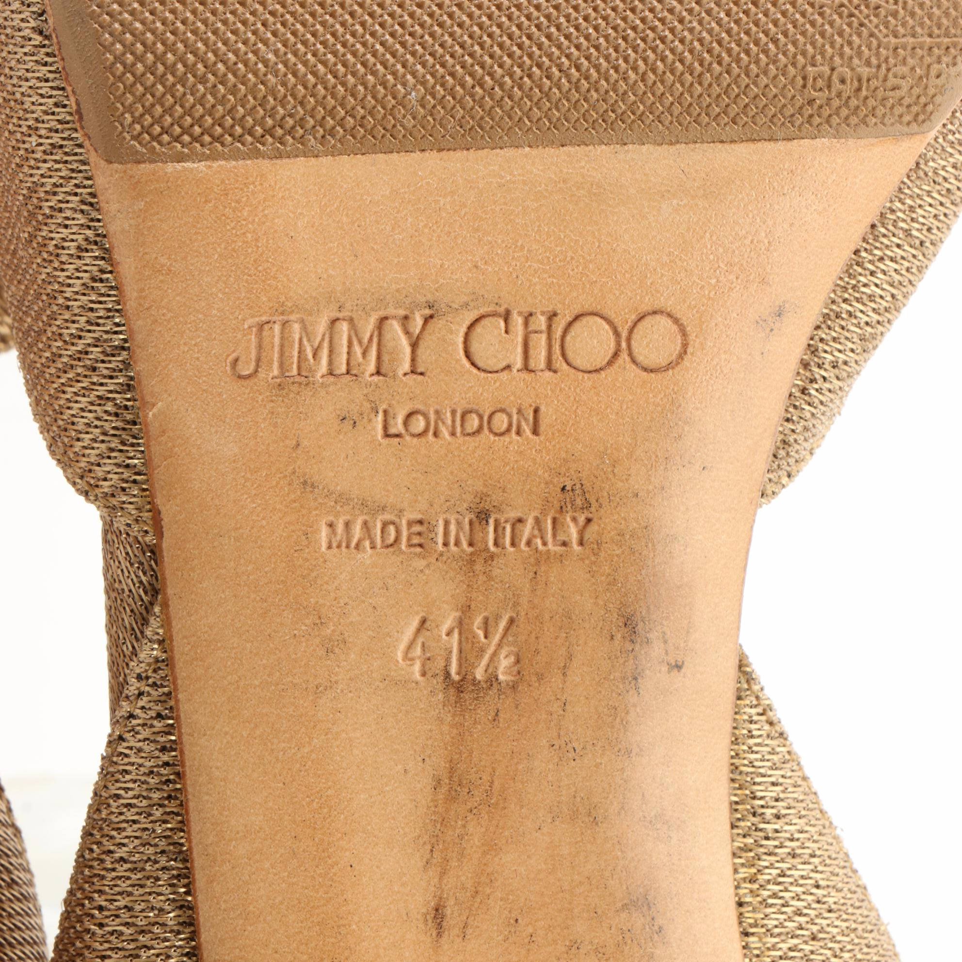 Jimmy Choo D'Orsay 90mm Pumps in Metallic Cloth with Crystal Accents