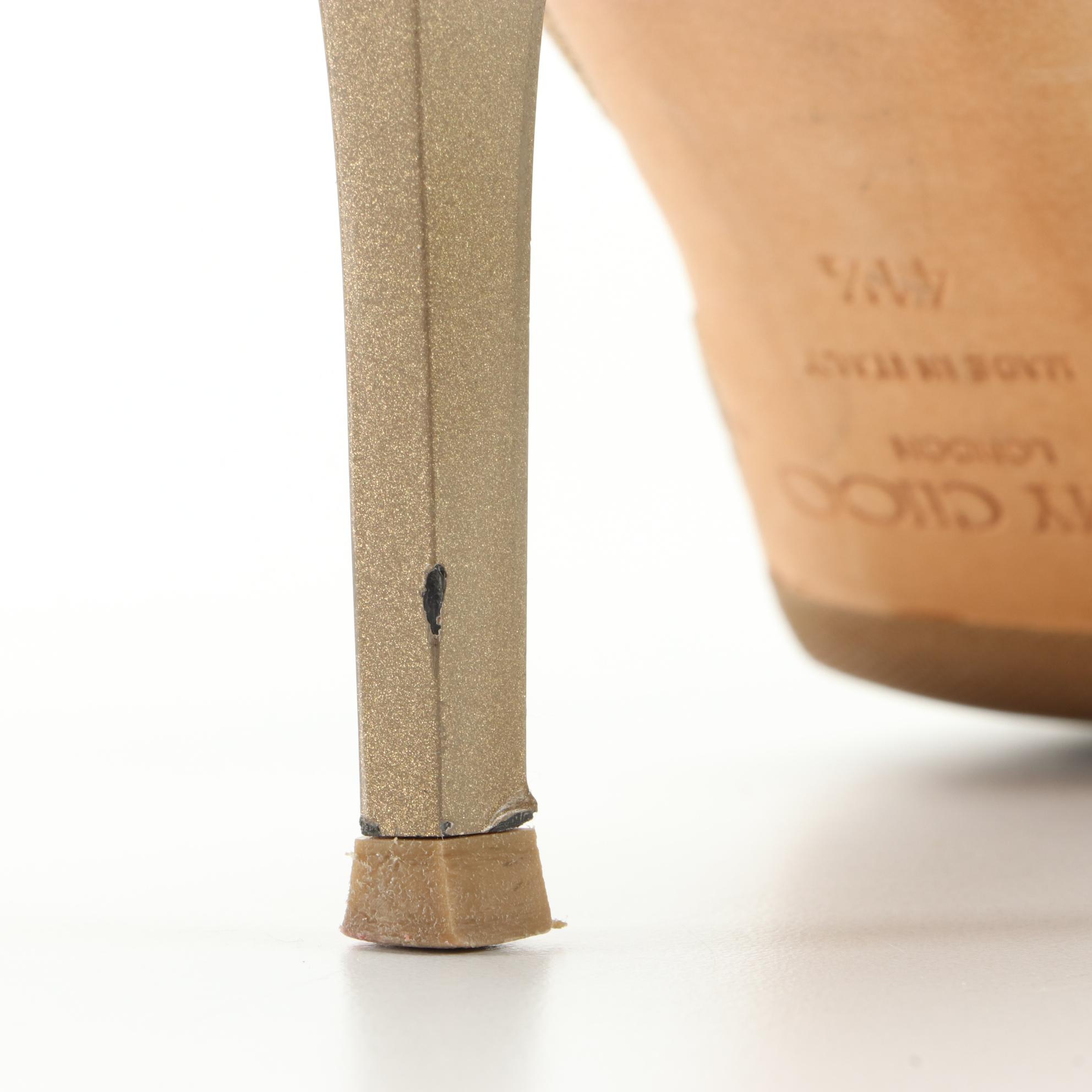 Jimmy Choo D'Orsay 90mm Pumps in Metallic Cloth with Crystal Accents