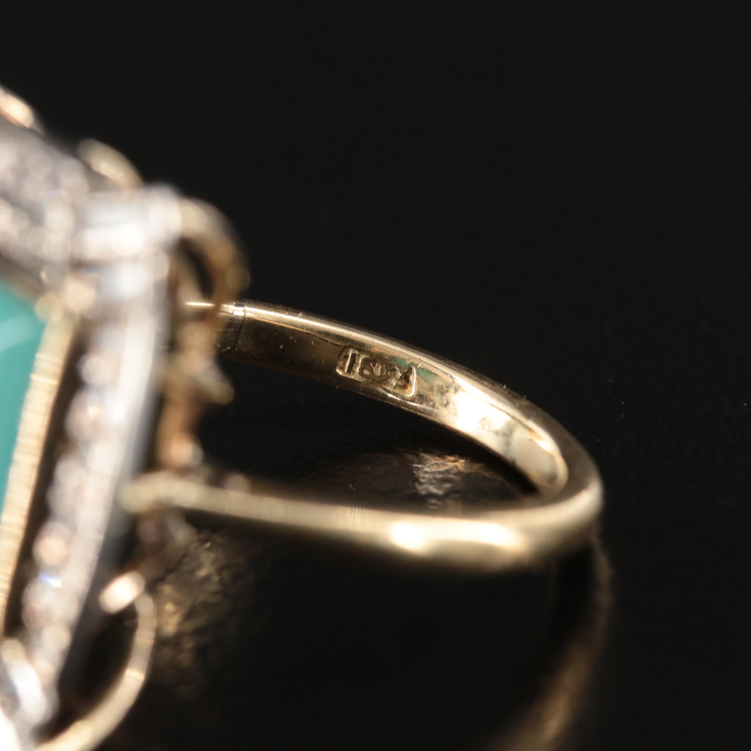 Vintage 18K Turquoise and Diamond Ring with Platinum Accents