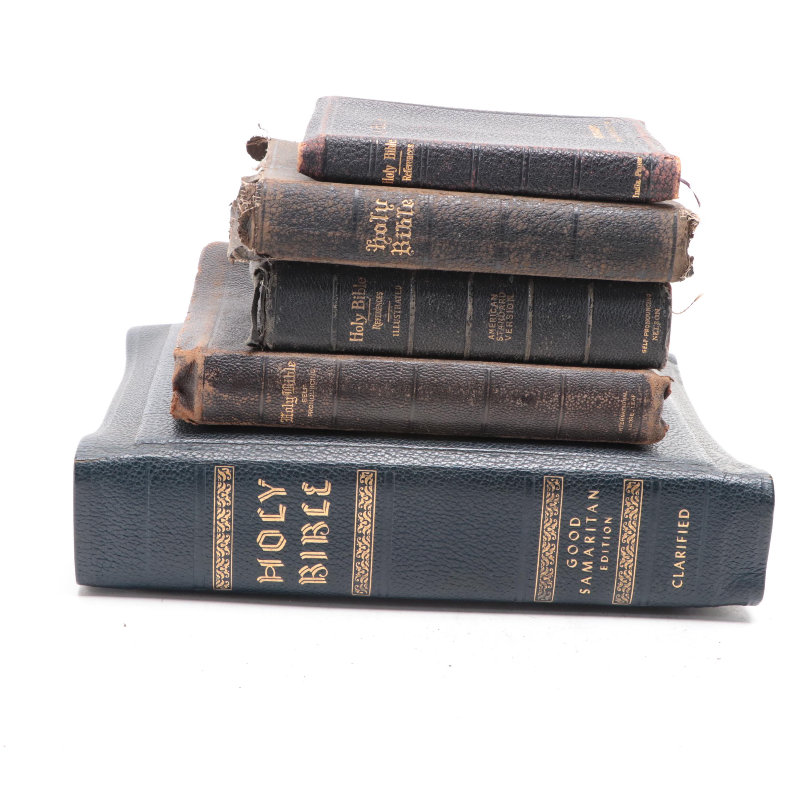 Leather and Cloth Bound Holy Bibles, Early to Mid-20th Century