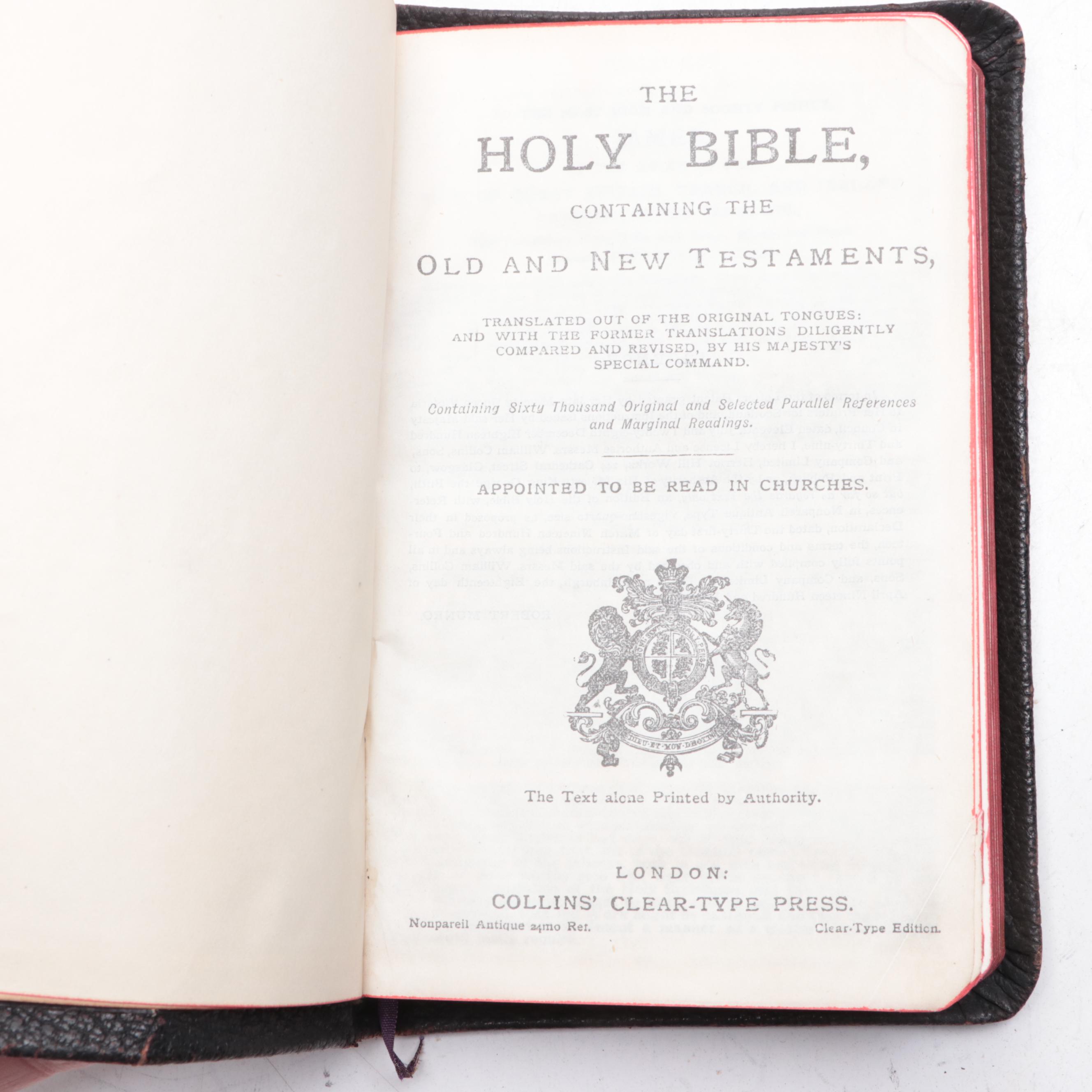 Leather and Cloth Bound Holy Bibles, Early to Mid-20th Century