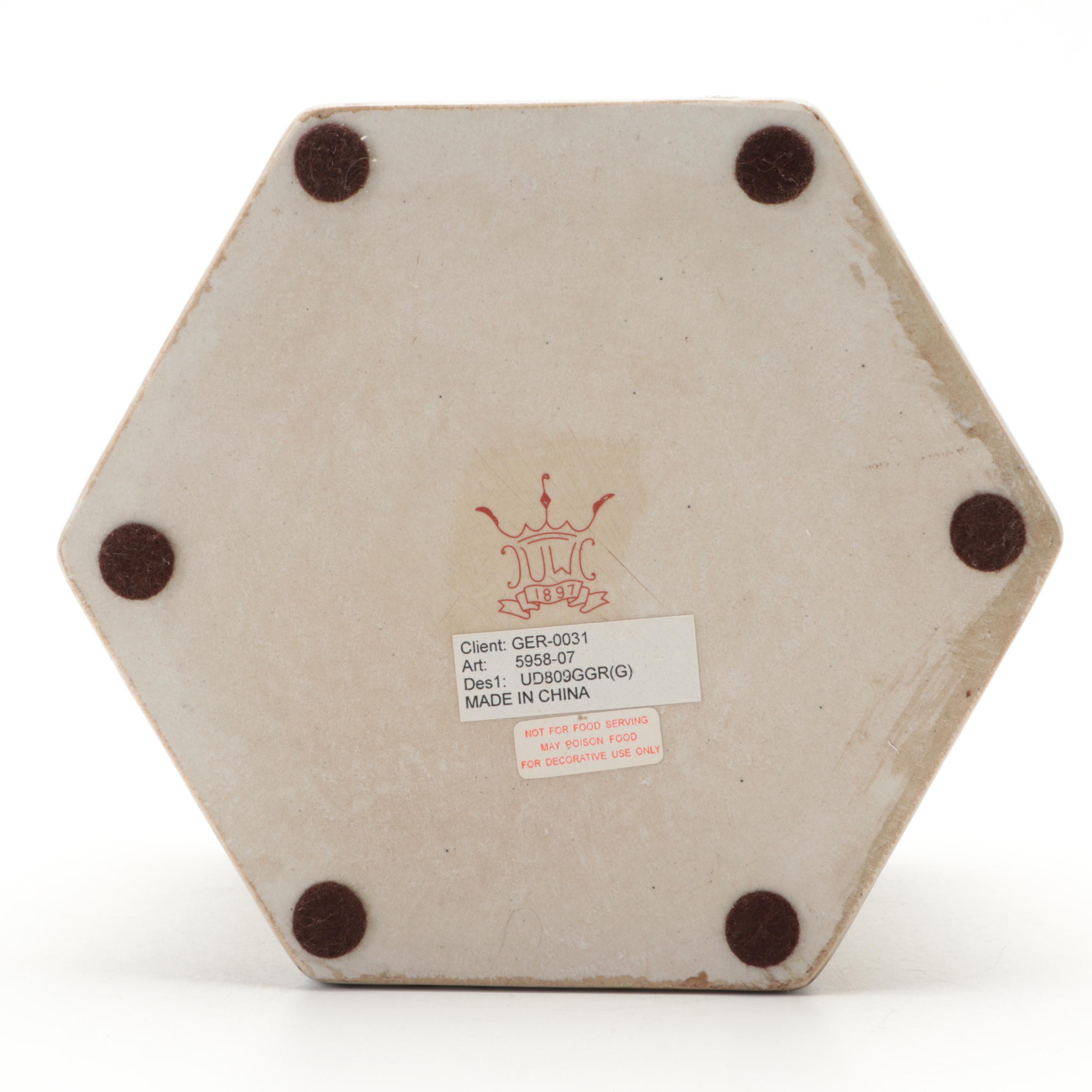 Pair of Porcelain Plum Blossom Vases and Gourd Lidded Tea Jar