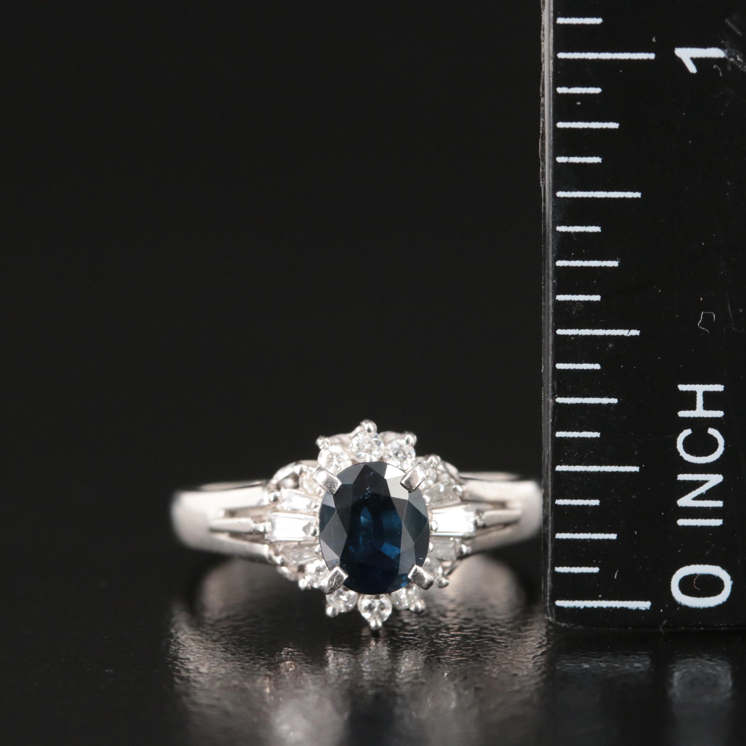 Platinum Sapphire and Diamond Ring