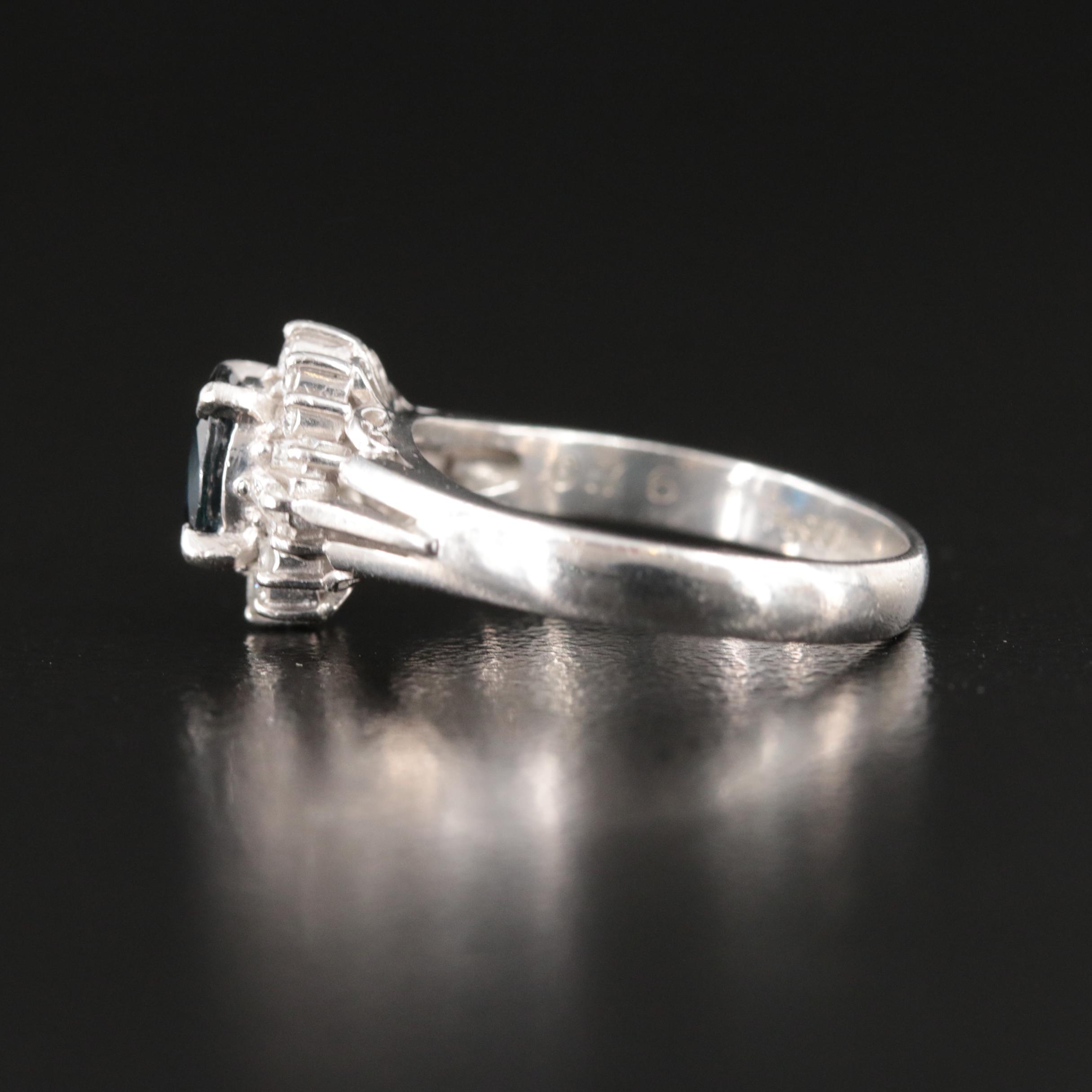 Platinum Sapphire and Diamond Ring