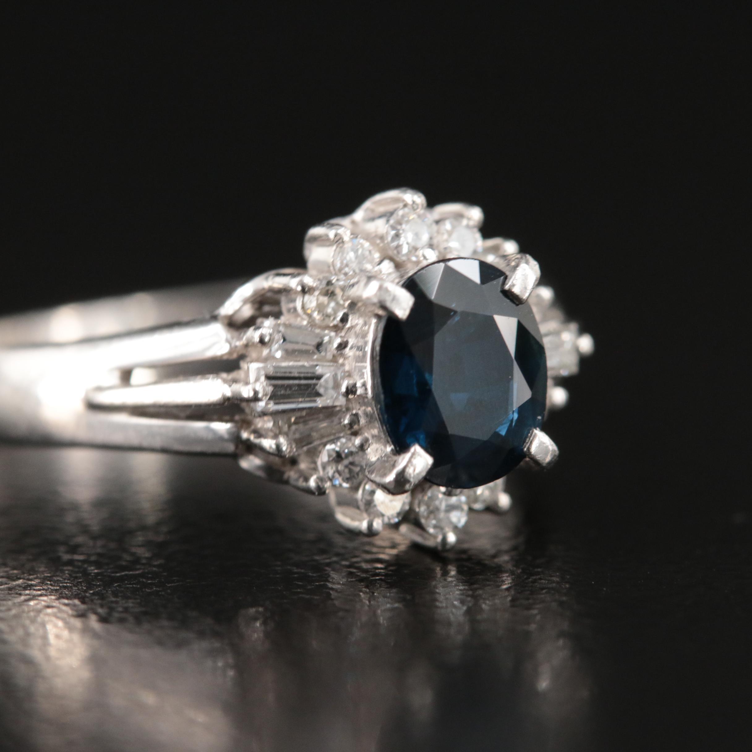 Platinum Sapphire and Diamond Ring