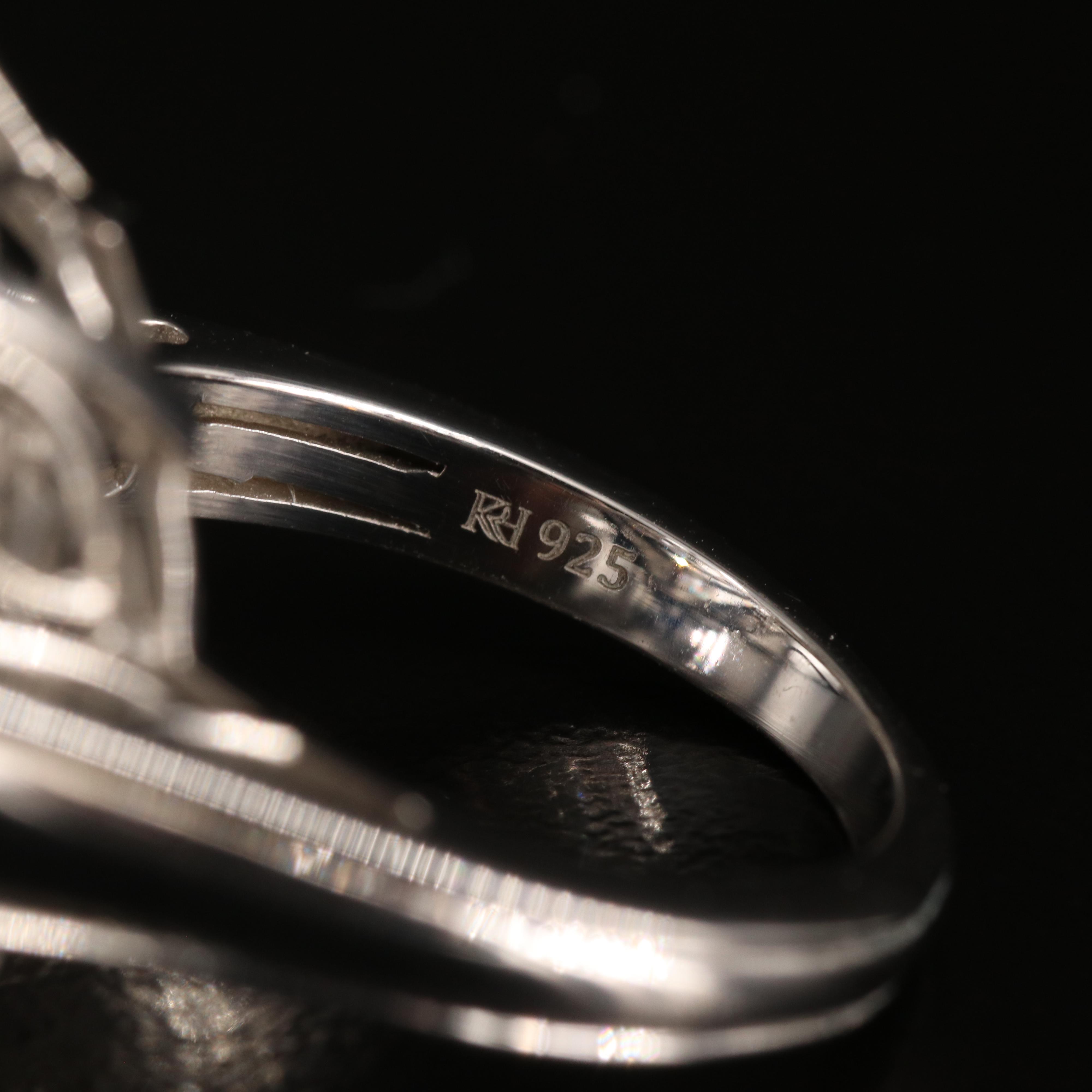 Sterling Rock Crystal Quartz and Zircon Ring