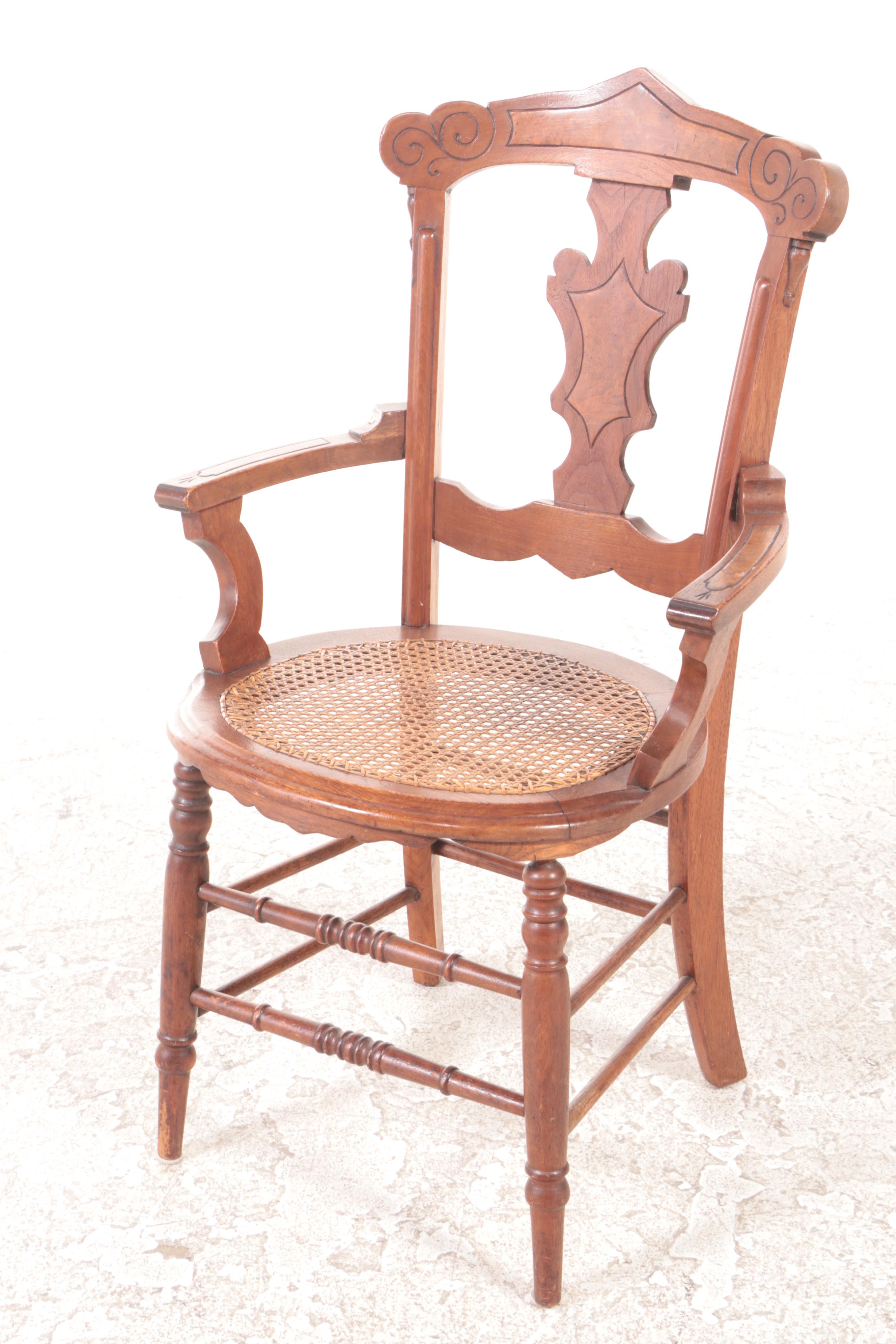 Six Victorian Walnut and Burl Walnut Armchairs, Late 19th Century