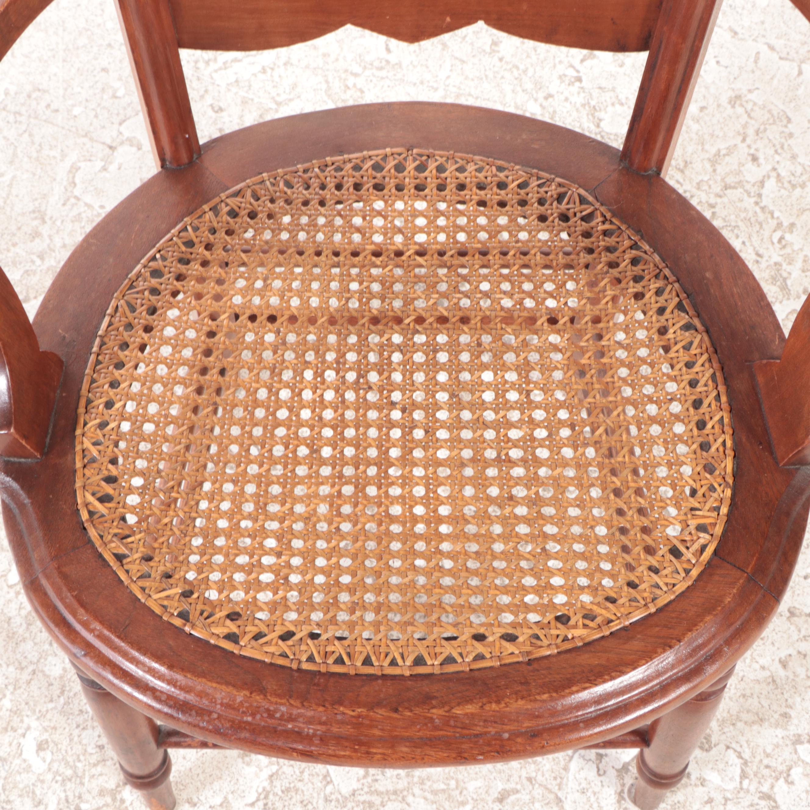 Six Victorian Walnut and Burl Walnut Armchairs, Late 19th Century