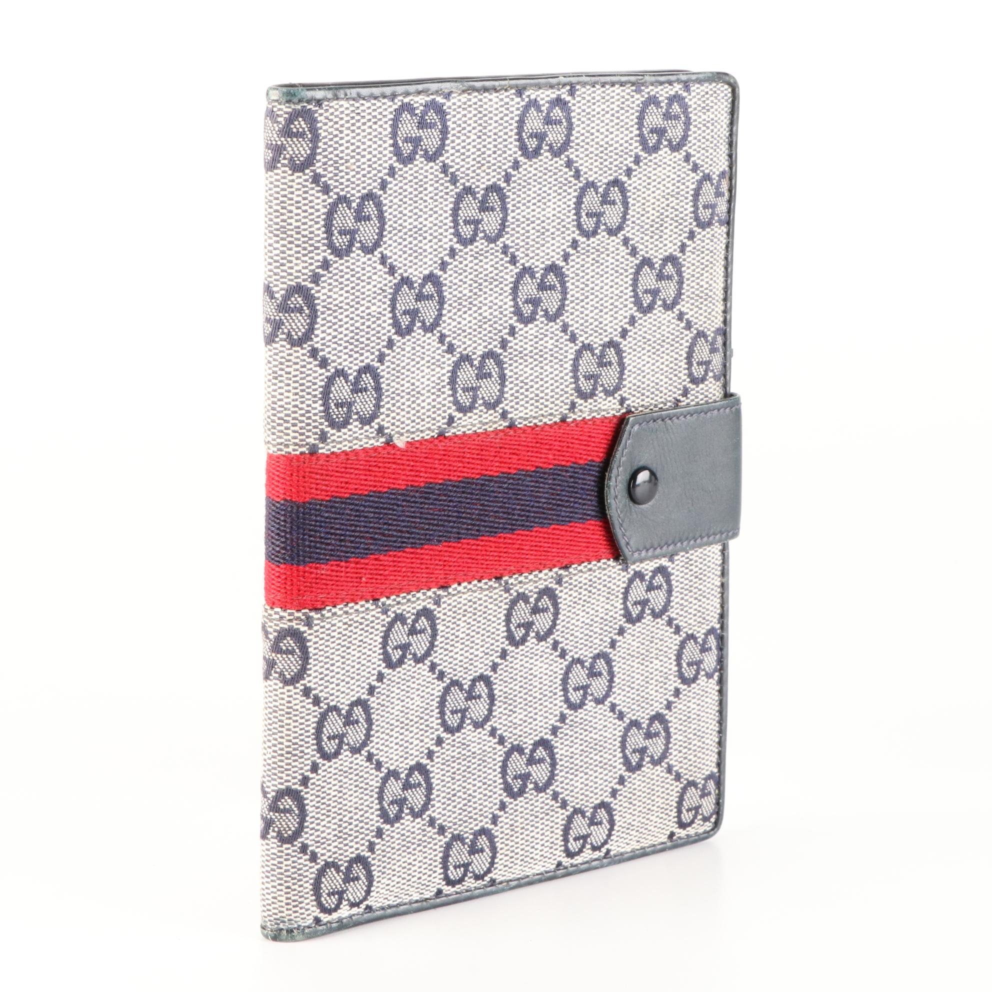 Gucci GG Canvas, Web Stripe, and Leather Passport Holder
