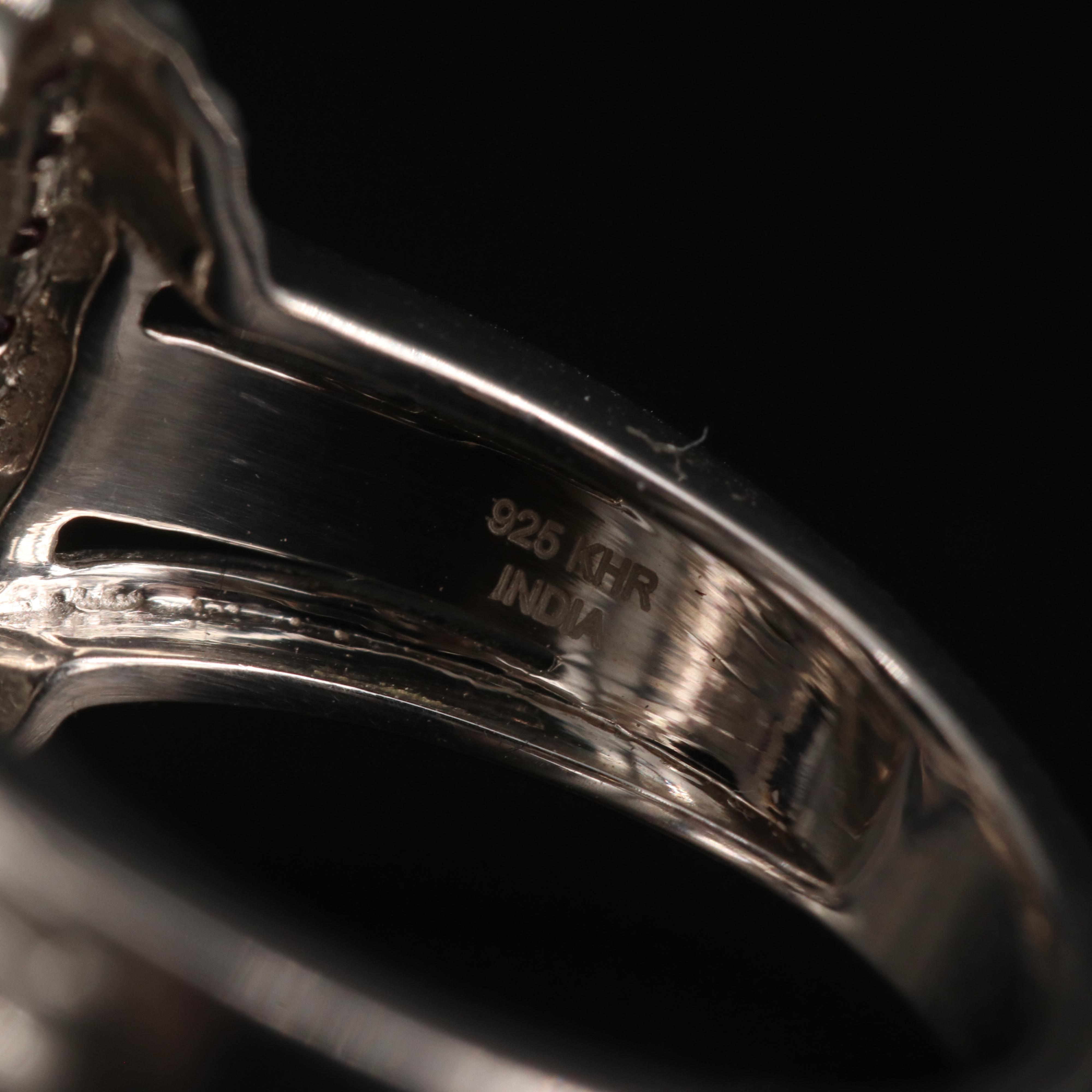 Sterling Opal Doublet and Garnet Ring