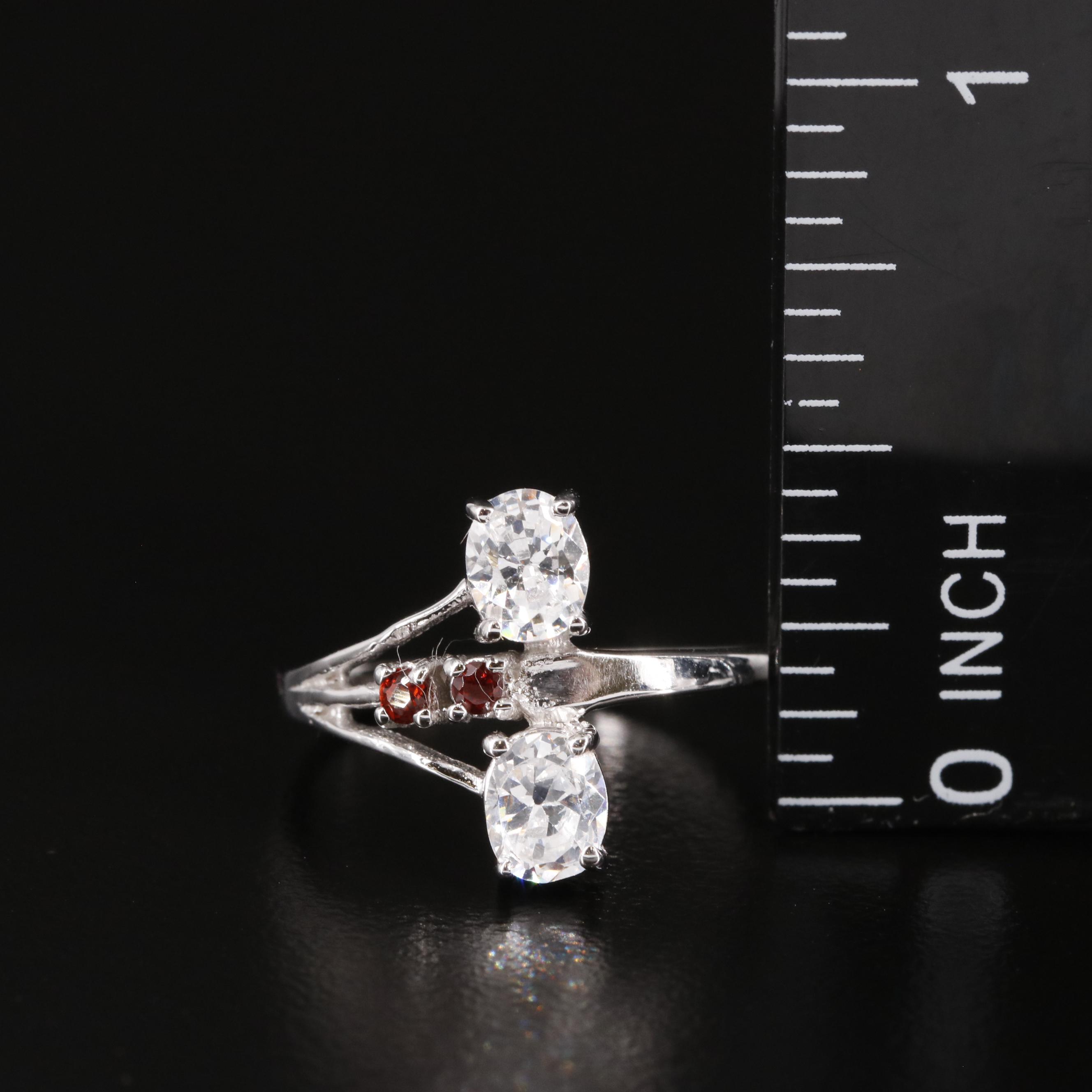 Sterling Cubic Zirconia and Garnet Ring