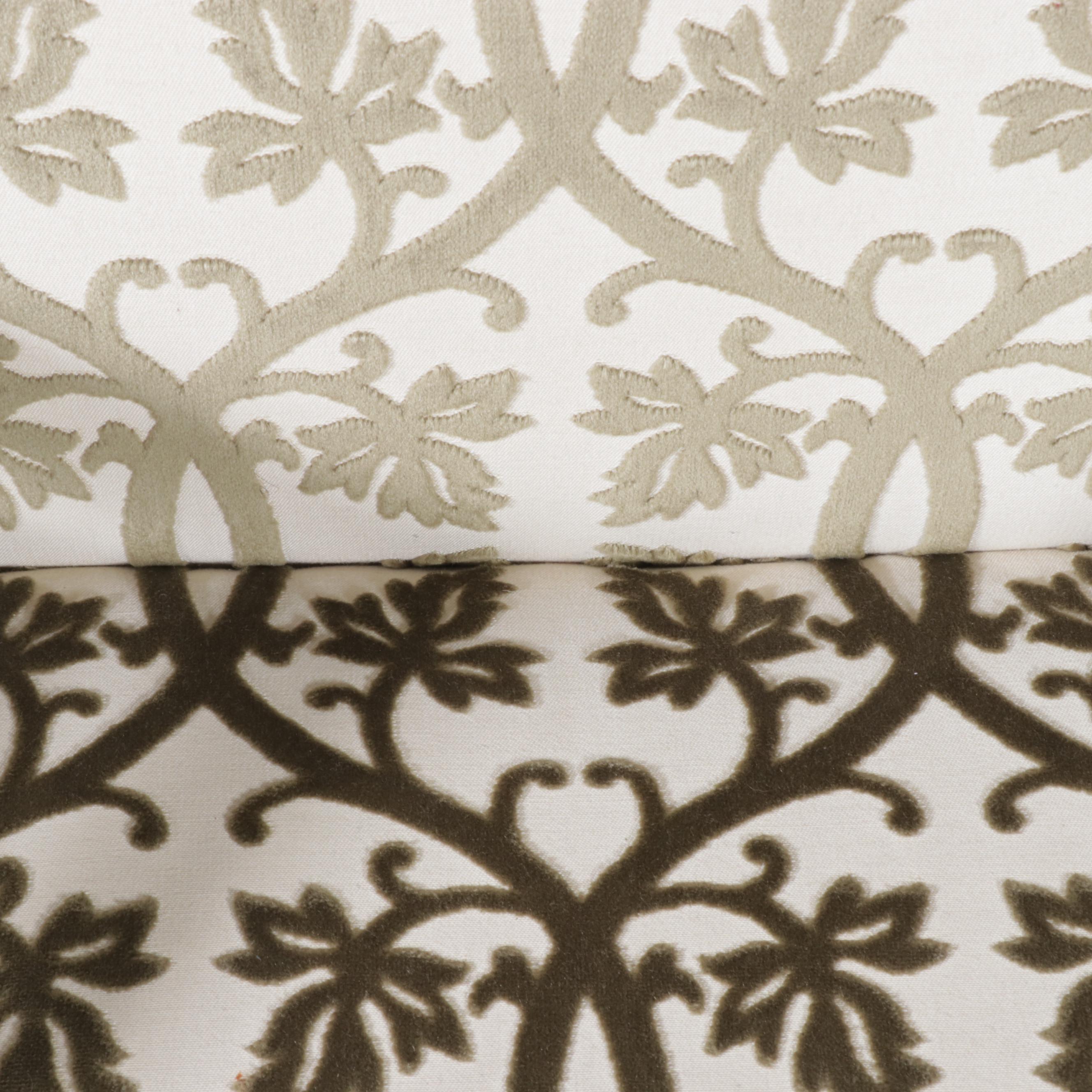 Pair of Queen Anne Style Cherrywood-Stained and Custom-Upholstered Armchairs