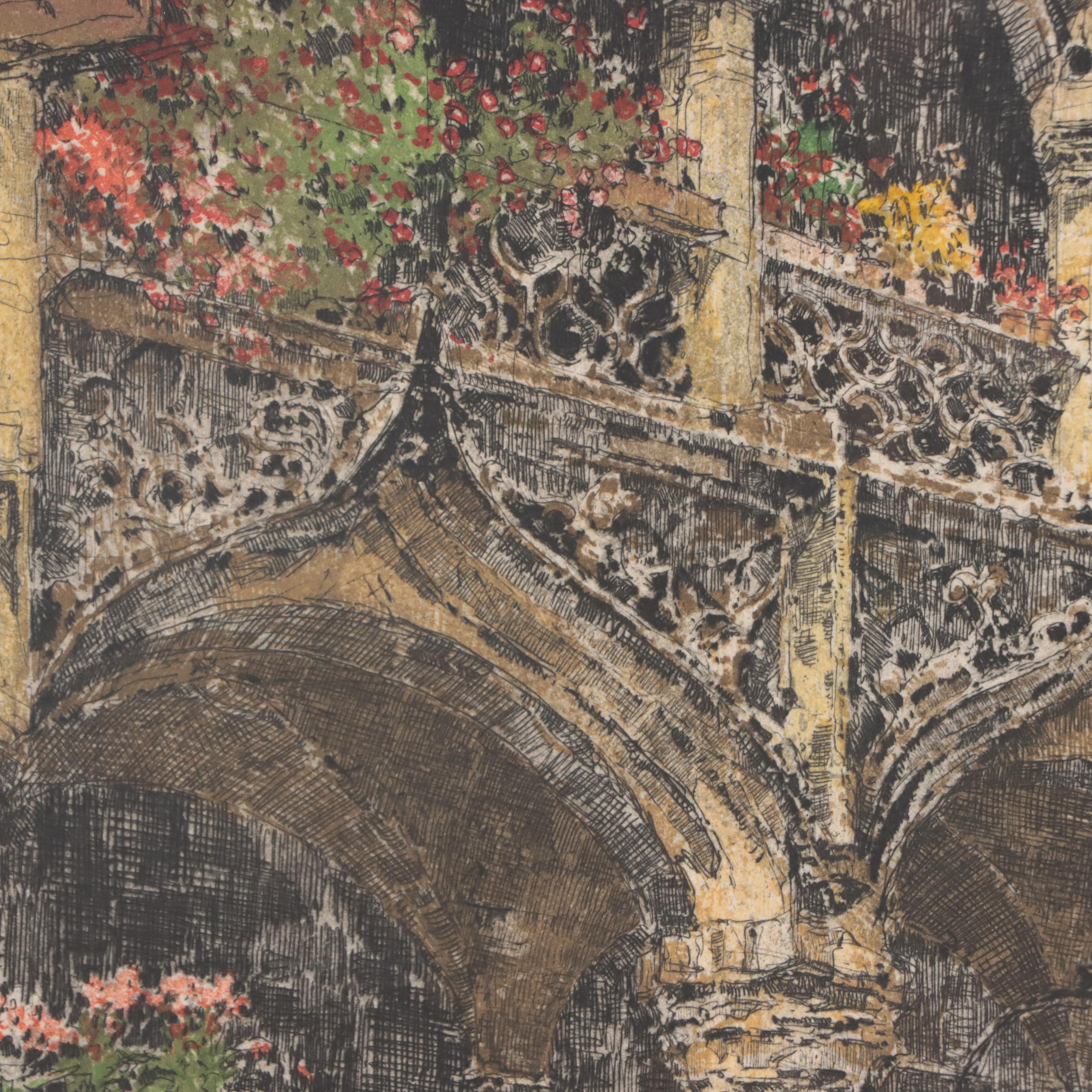 Luigi Kasimir Hand-Colored Etching "Kornmesserhaus in Bruck"