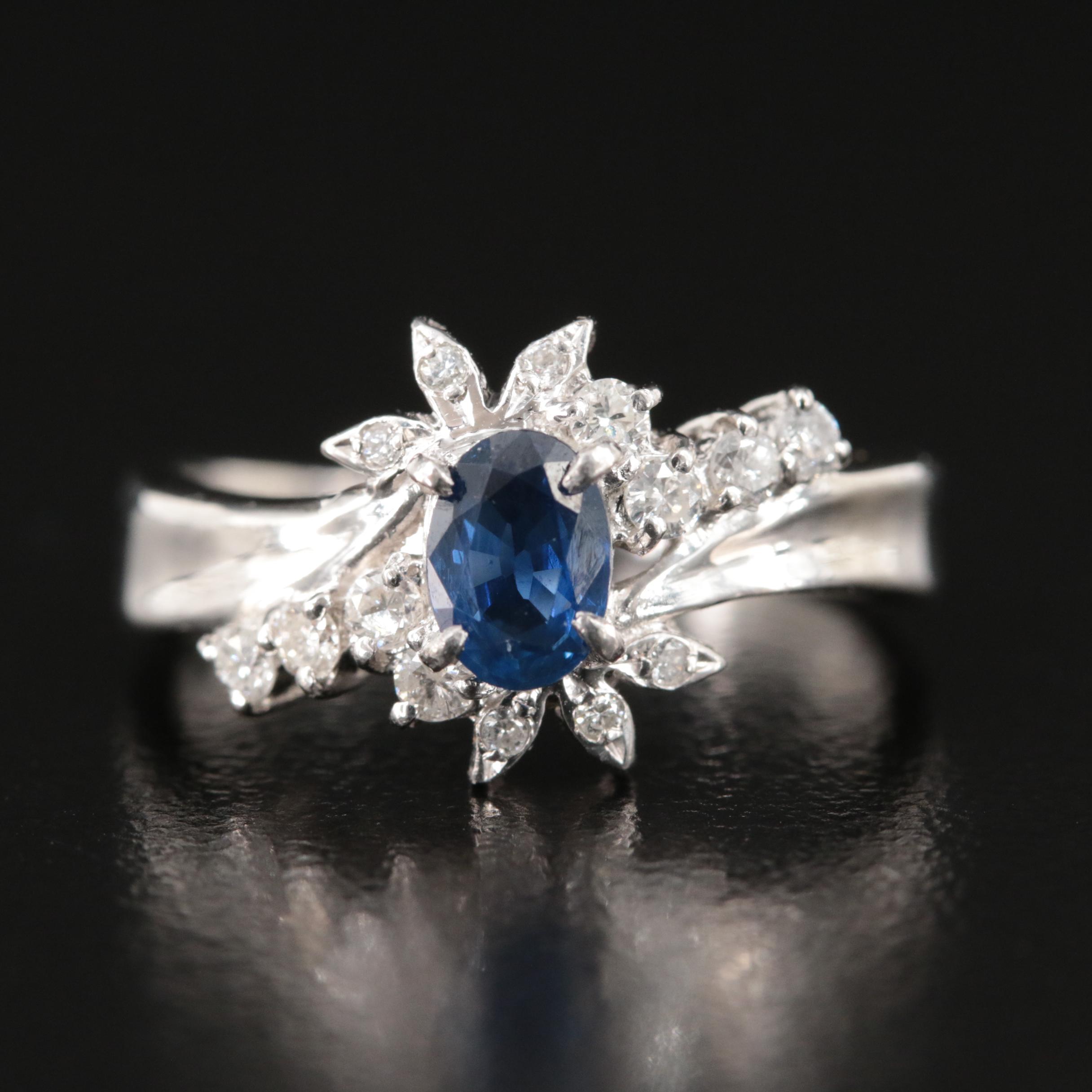 Platinum Sapphire and Diamond Ring