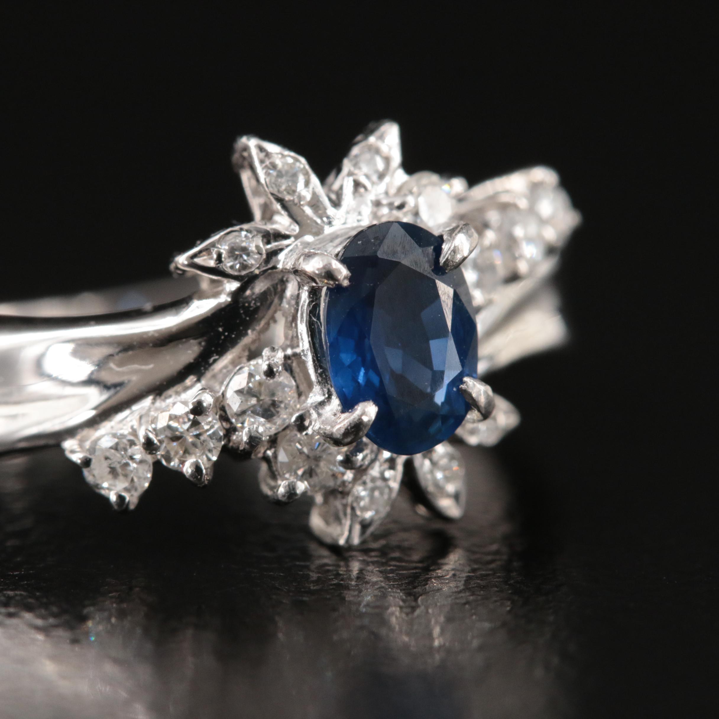 Platinum Sapphire and Diamond Ring