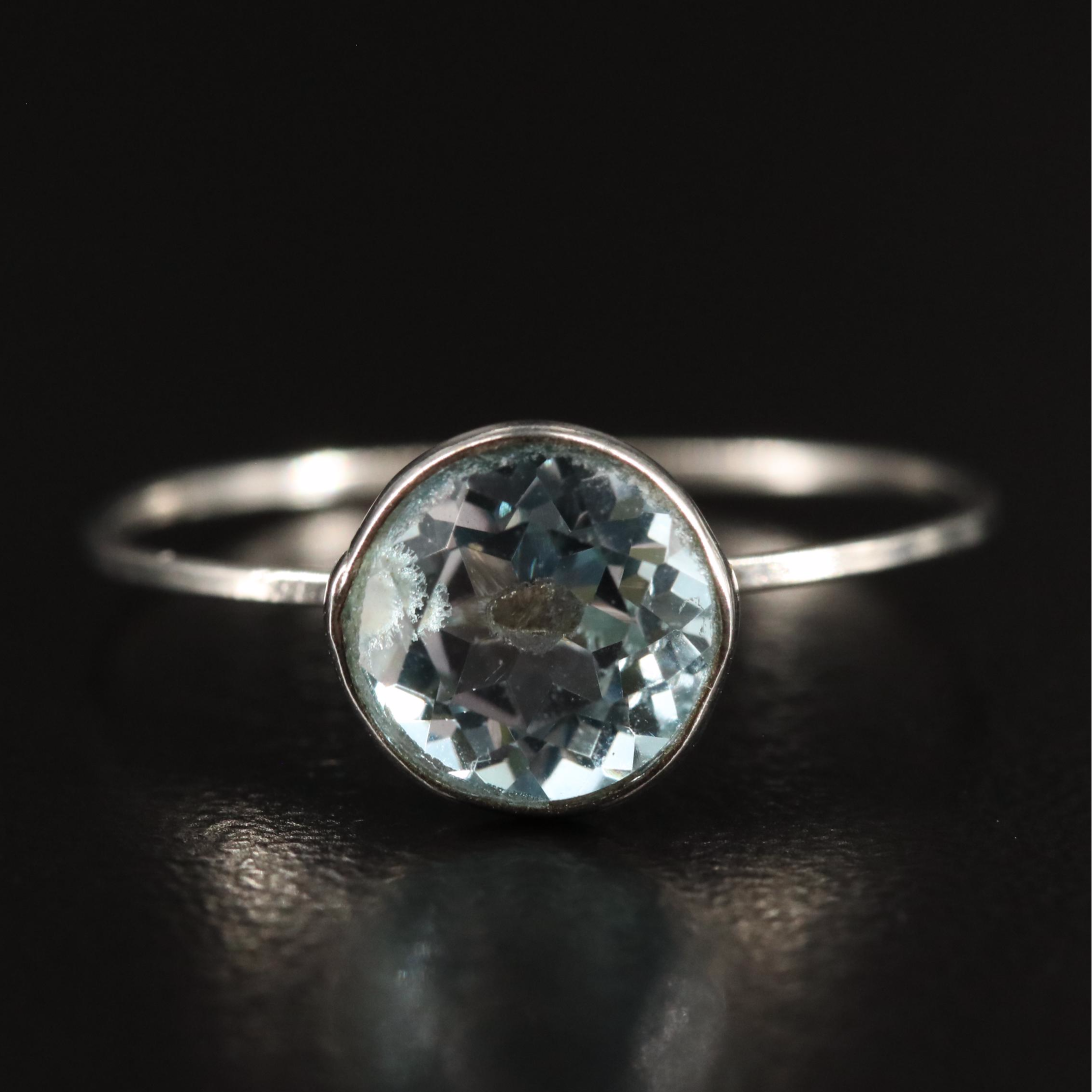 14K Blue Topaz Solitaire Ring