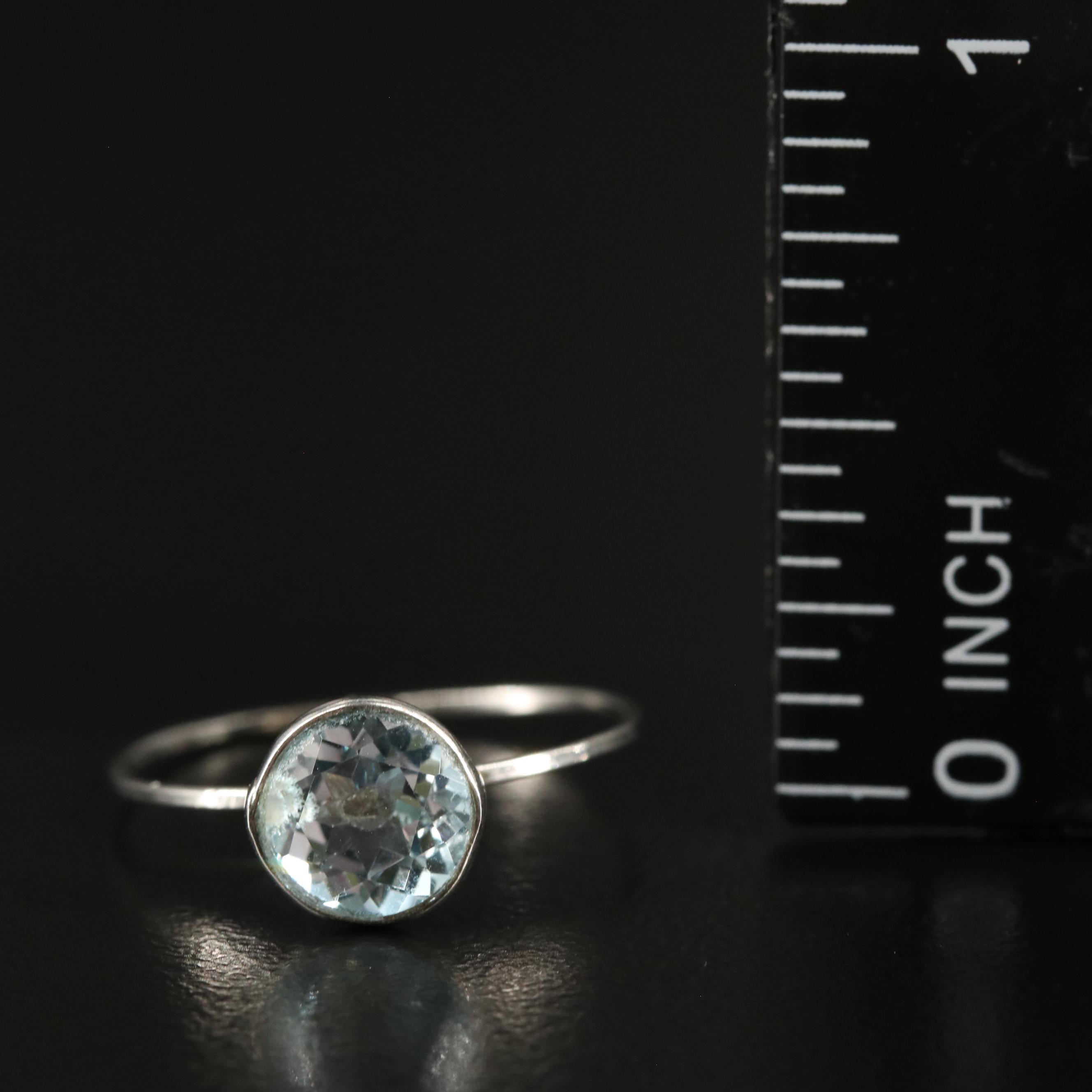 14K Blue Topaz Solitaire Ring