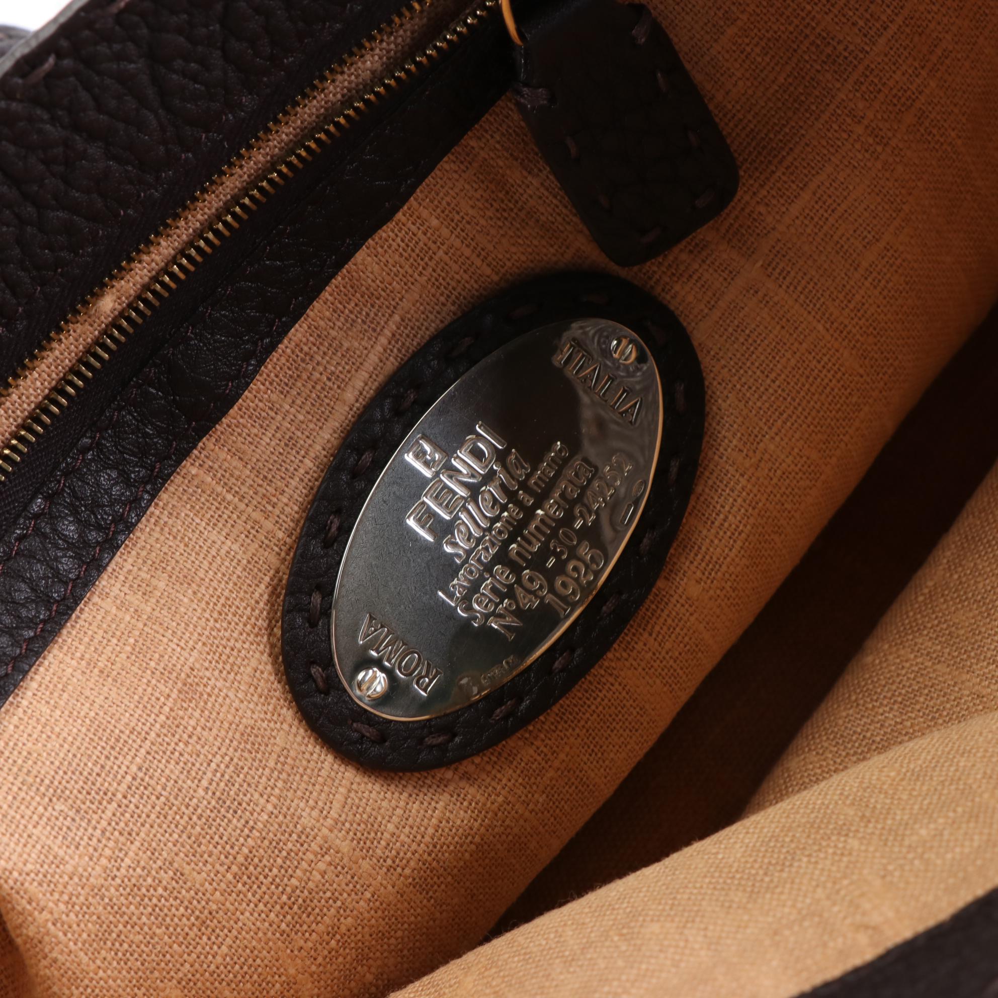 Fendi Selleria Tote Bag in Pebble Grain Textured Leather with Running Stitch