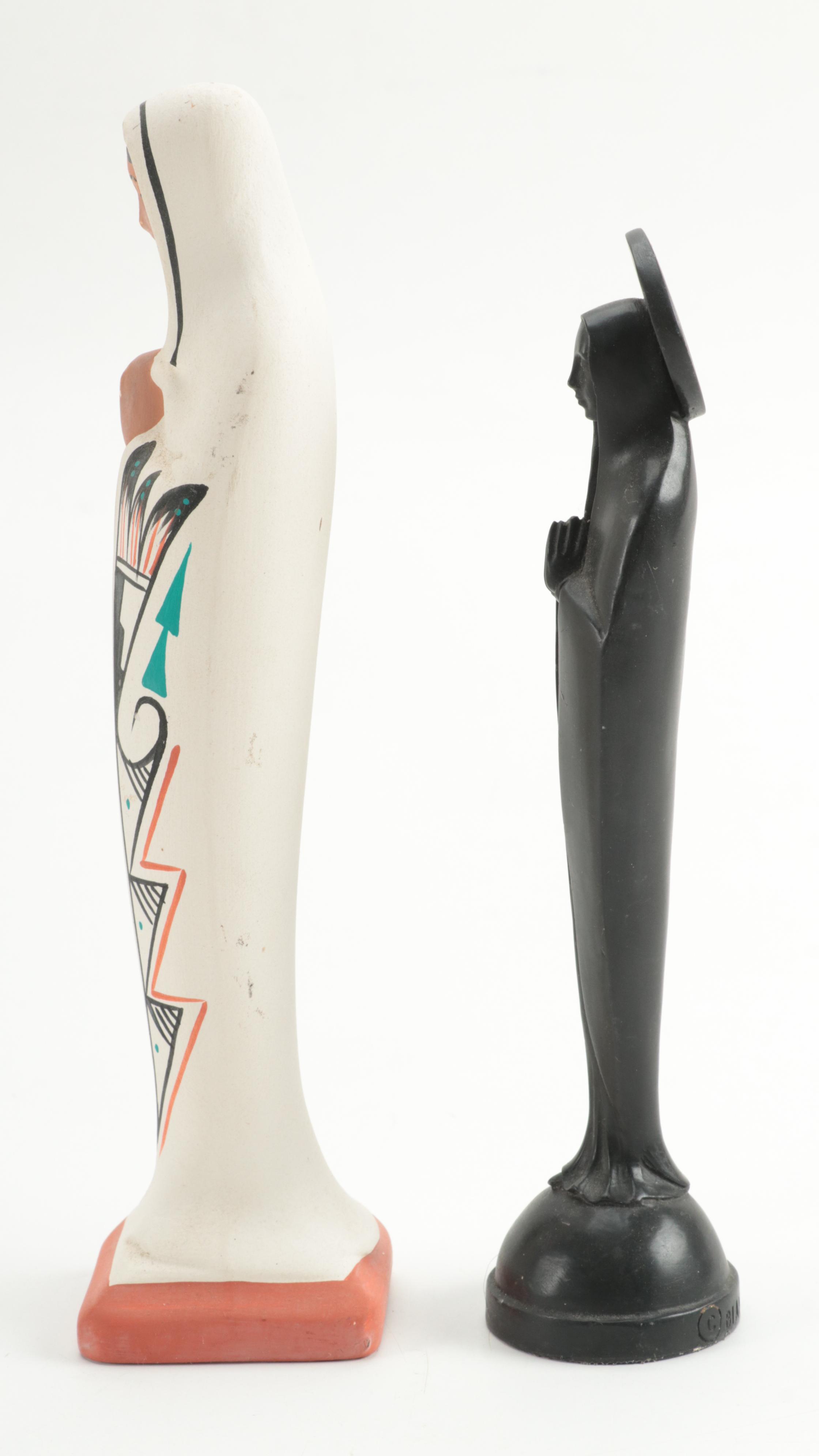 Bianchi Black Glazed with Southwestern Style Madonna and Metal Cross