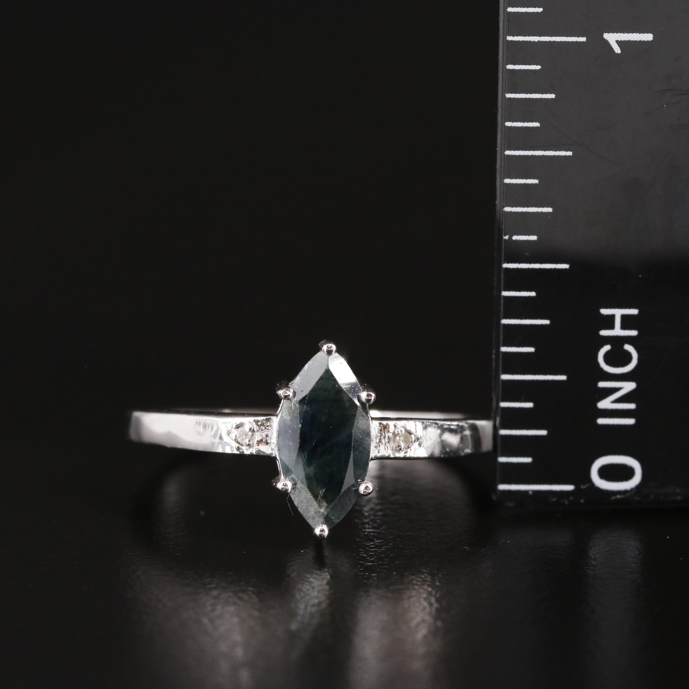 Sterling Sapphire and Diamond Ring