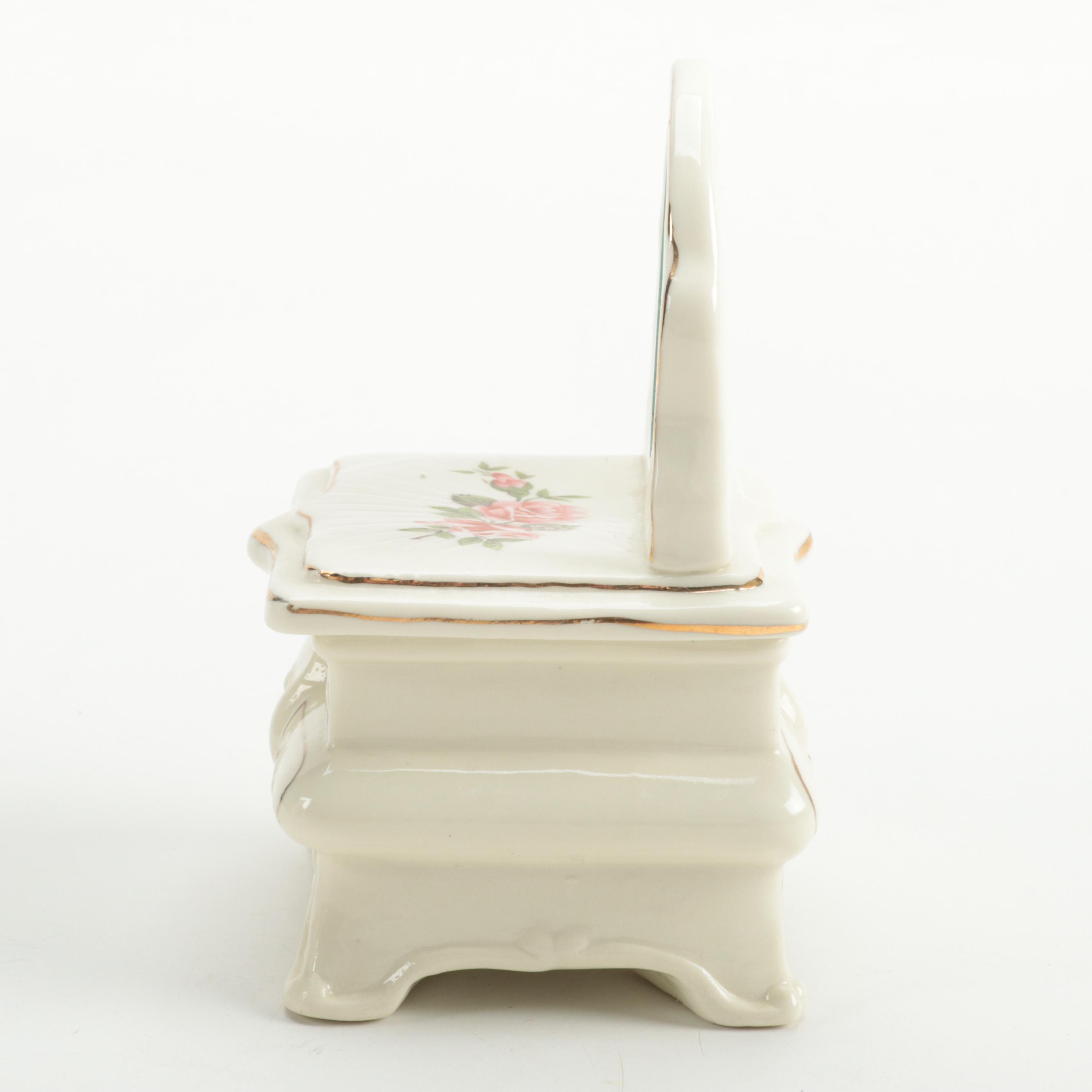 Dresser-Form Ceramic Box with Mirror