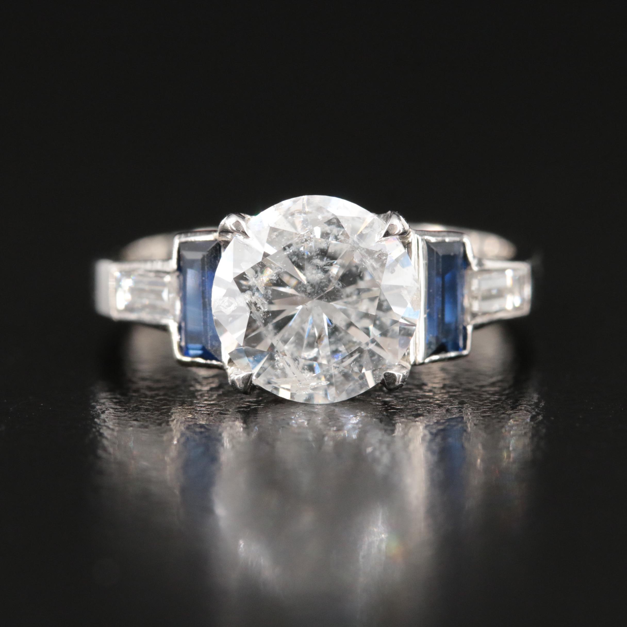 Platinum 2.53 CTW Diamond and Sapphire Ring