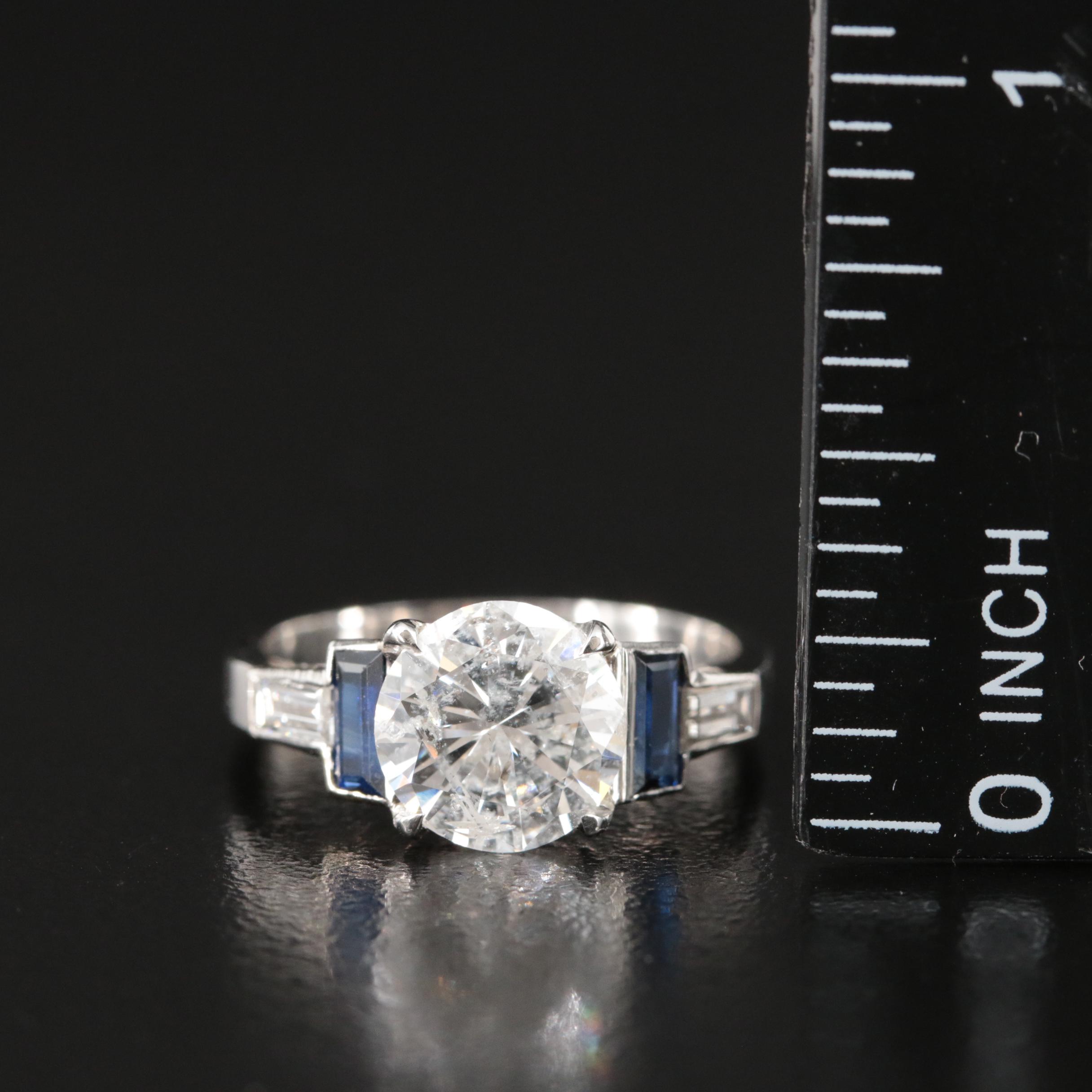 Platinum 2.53 CTW Diamond and Sapphire Ring