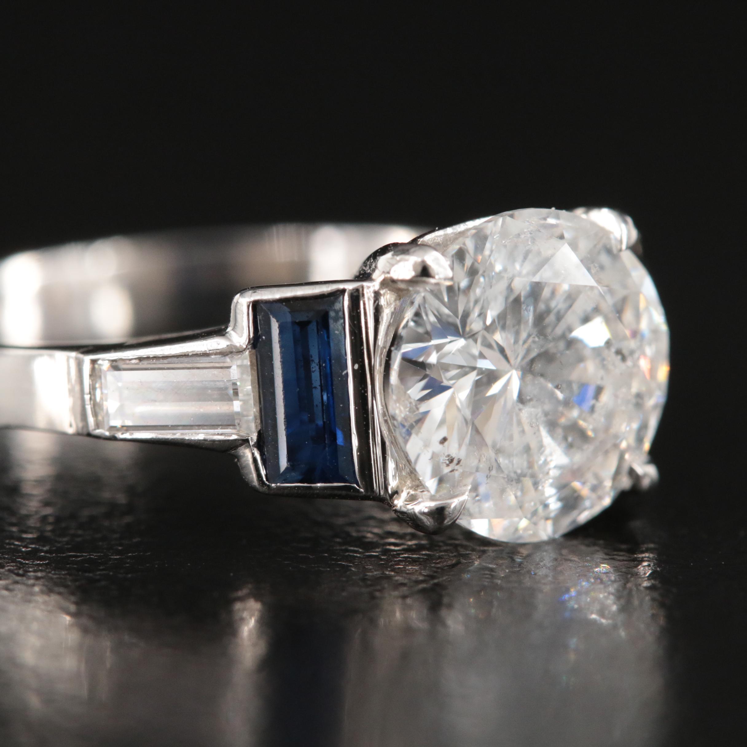 Platinum 2.53 CTW Diamond and Sapphire Ring
