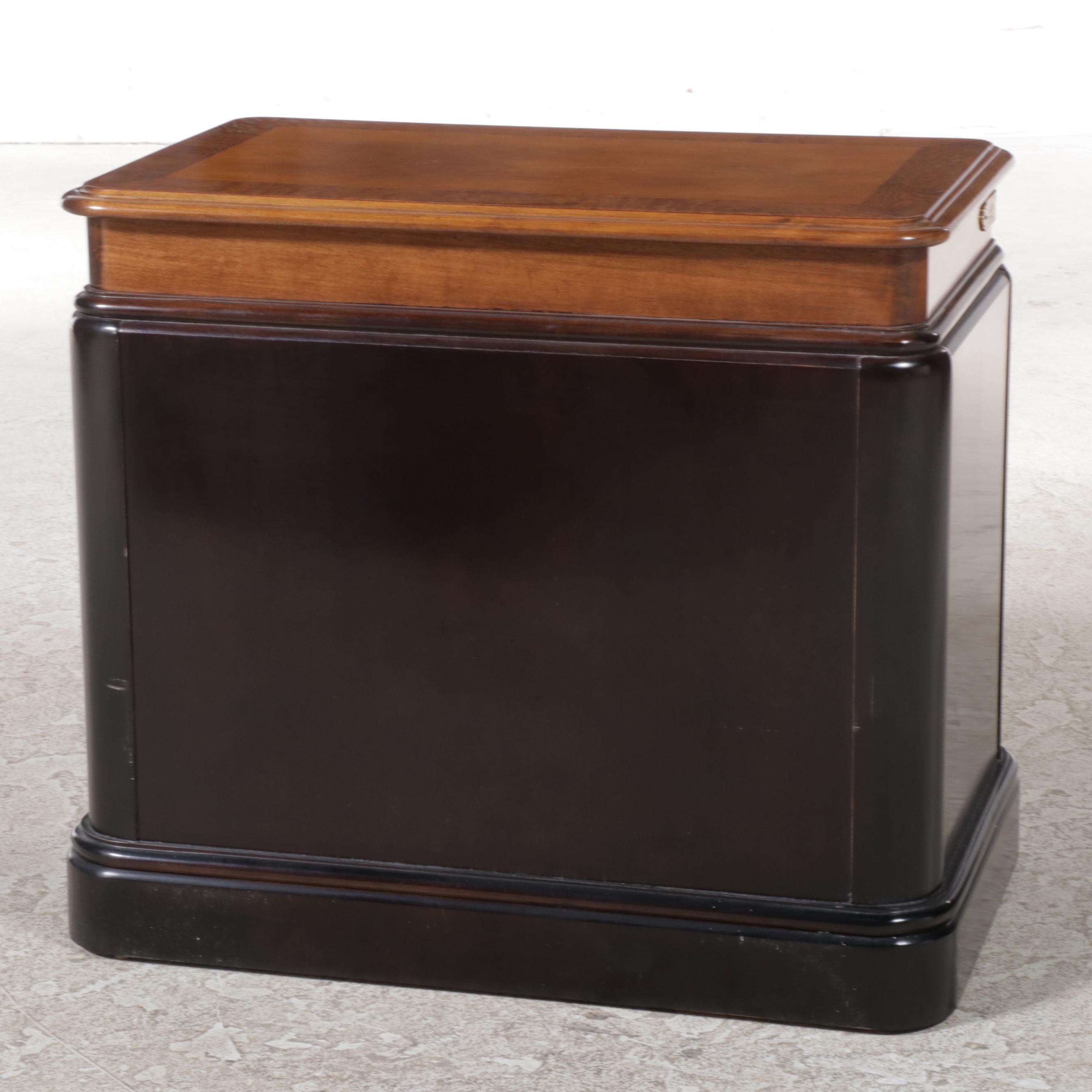 Sherrill Chinese Style Maple and Elm-Crossbanded Three-Drawer Bedside Chest