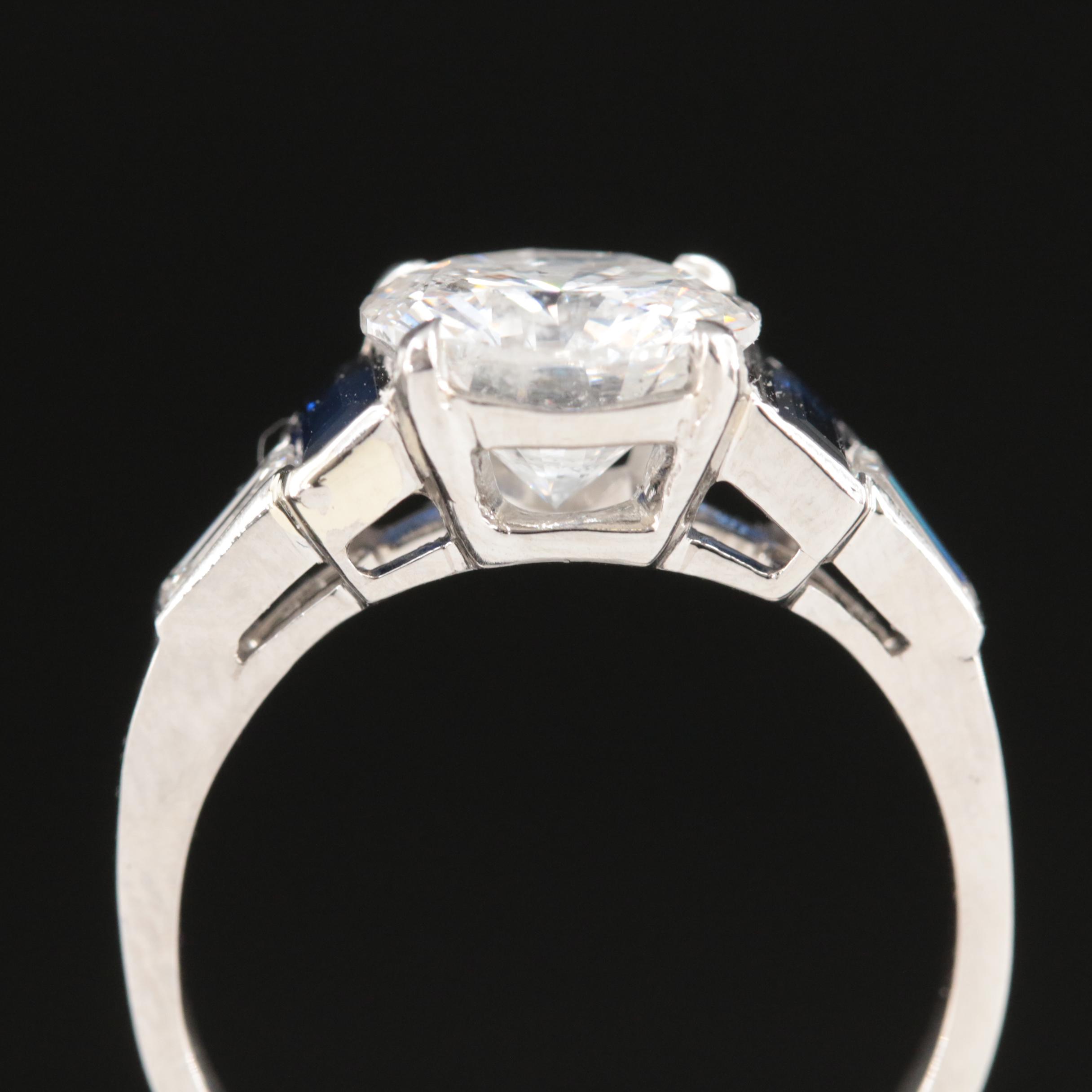 Platinum 2.53 CTW Diamond and Sapphire Ring