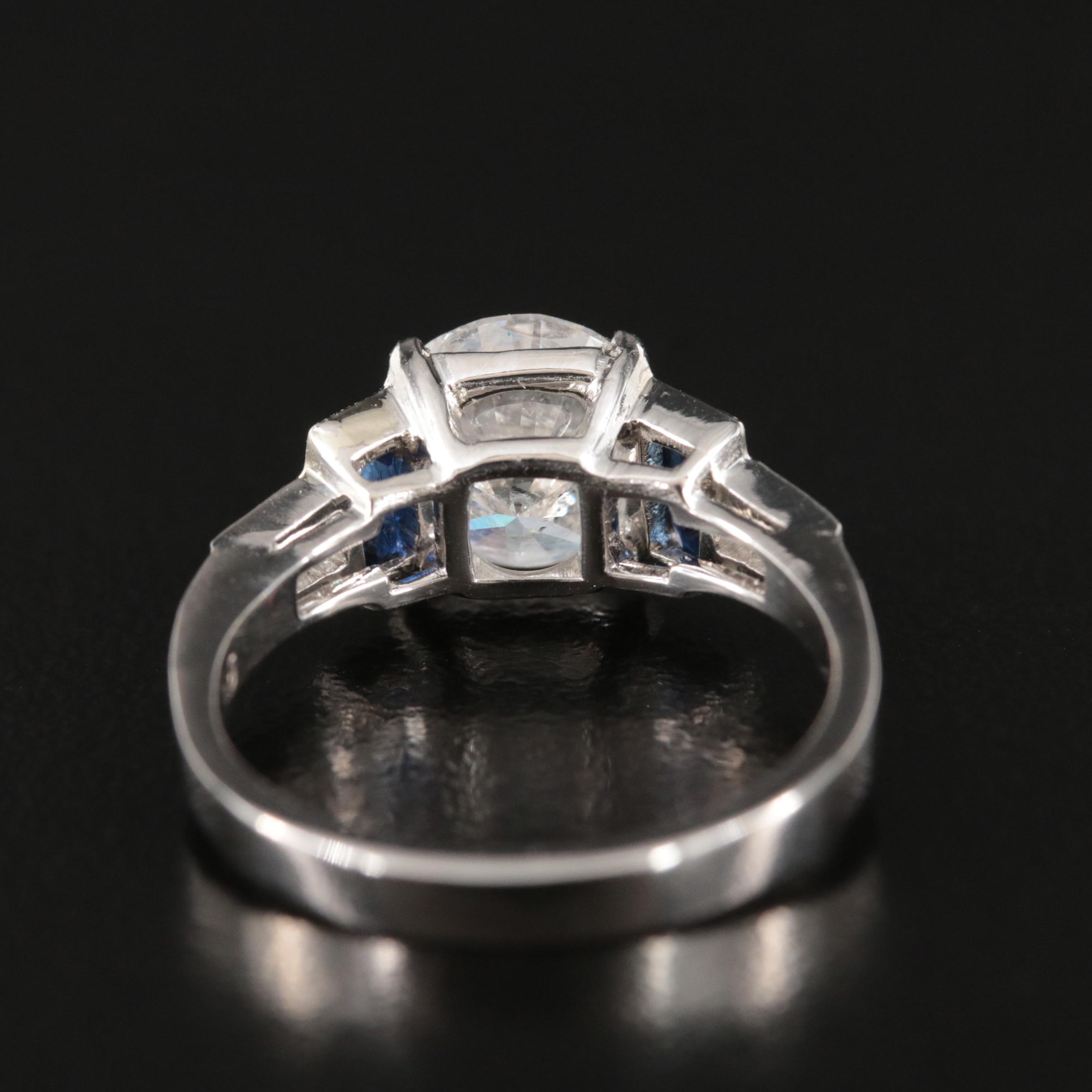 Platinum 2.53 CTW Diamond and Sapphire Ring