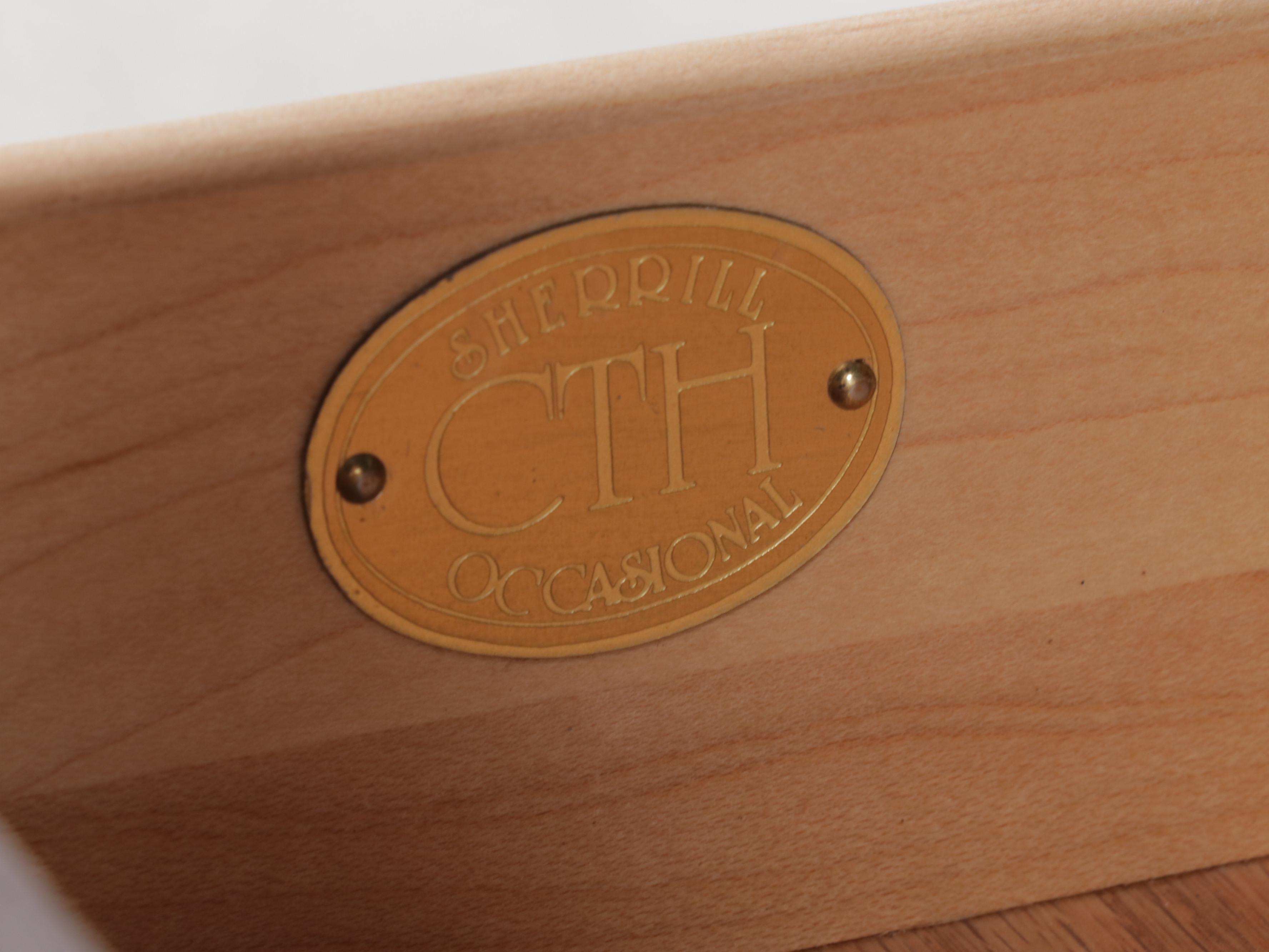 Sherrill Chinese Style Maple and Elm-Crossbanded Three-Drawer Bedside Chest