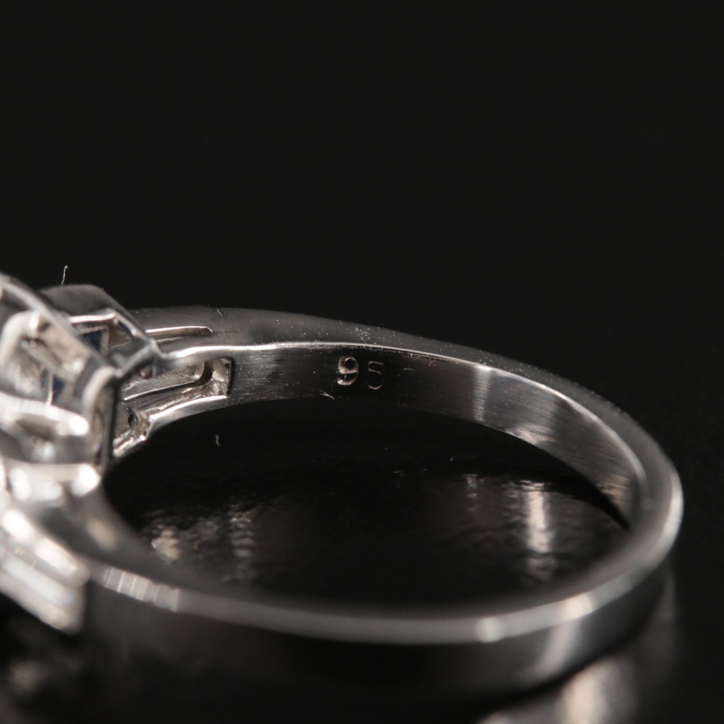 Platinum 2.53 CTW Diamond and Sapphire Ring