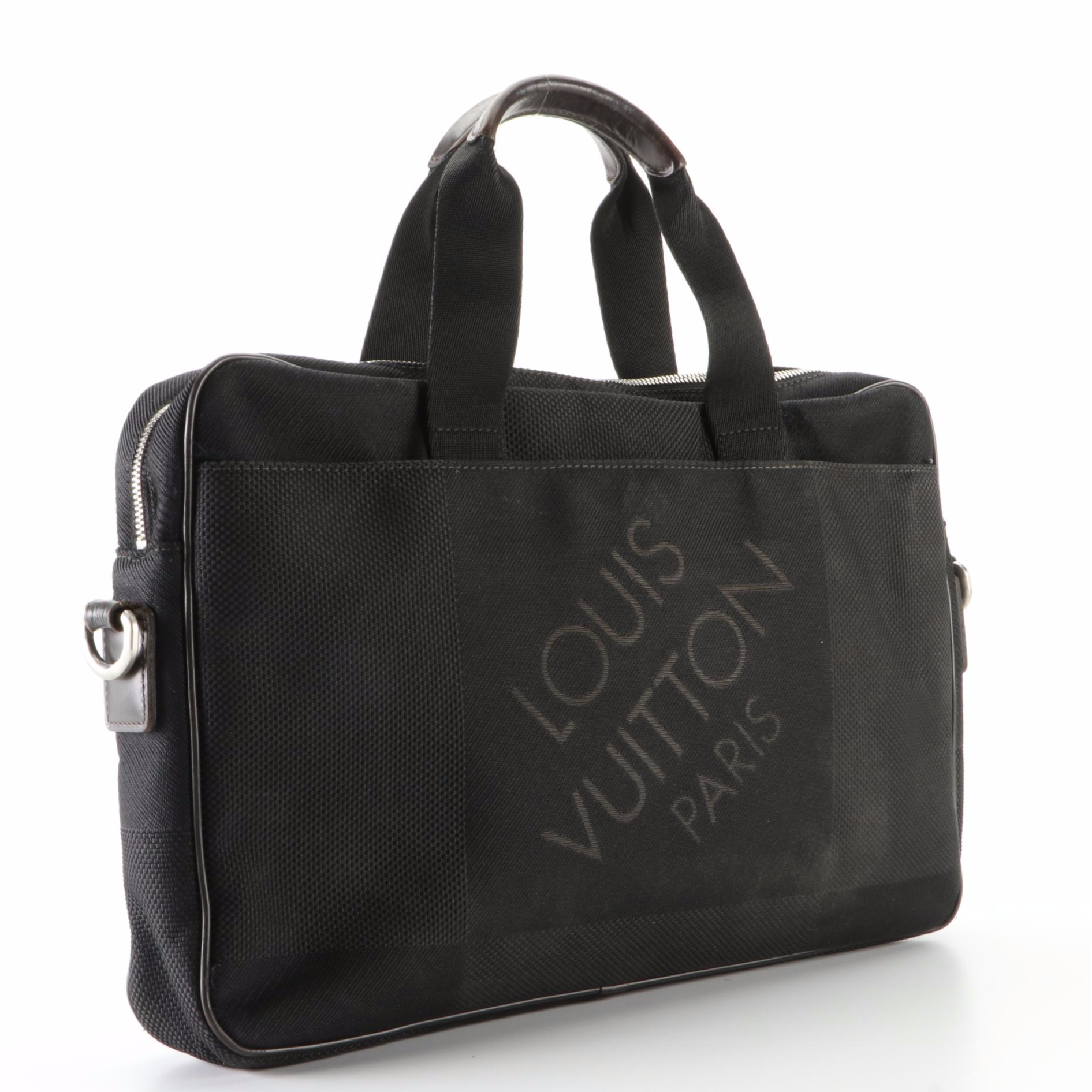 Louis Vuitton Laptop Bag in Black Damier Géant with Leather Trim