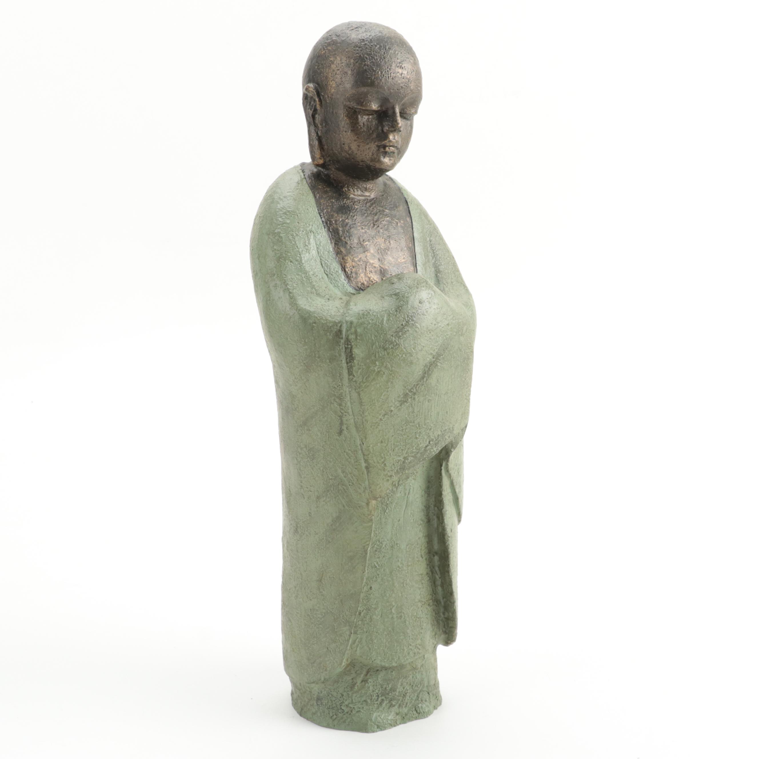 Composite Standing Buddhist Monk Figurine