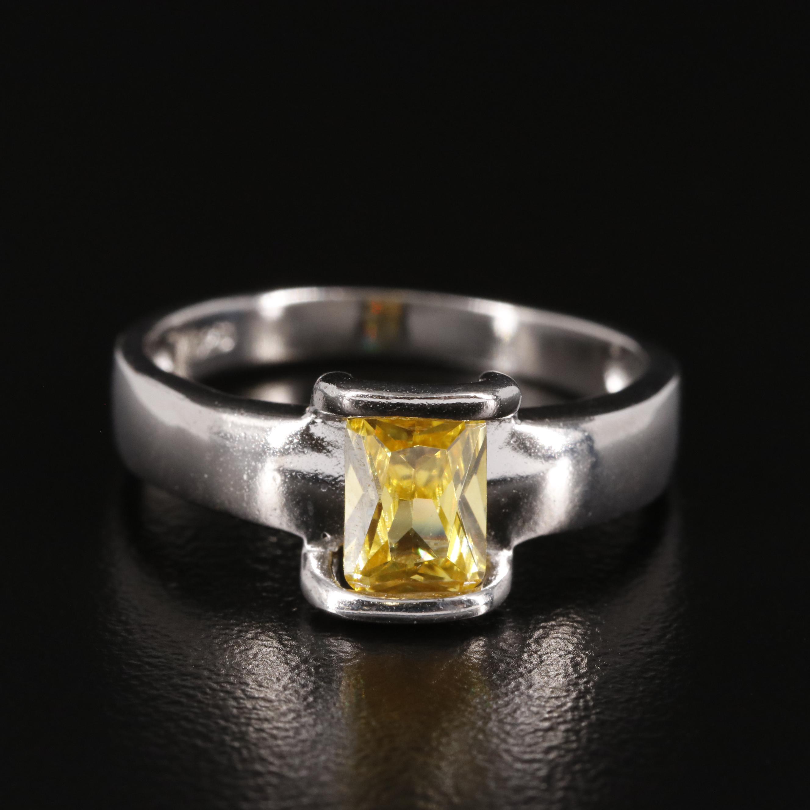 Sterling Cubic Zirconia Tapered Ring