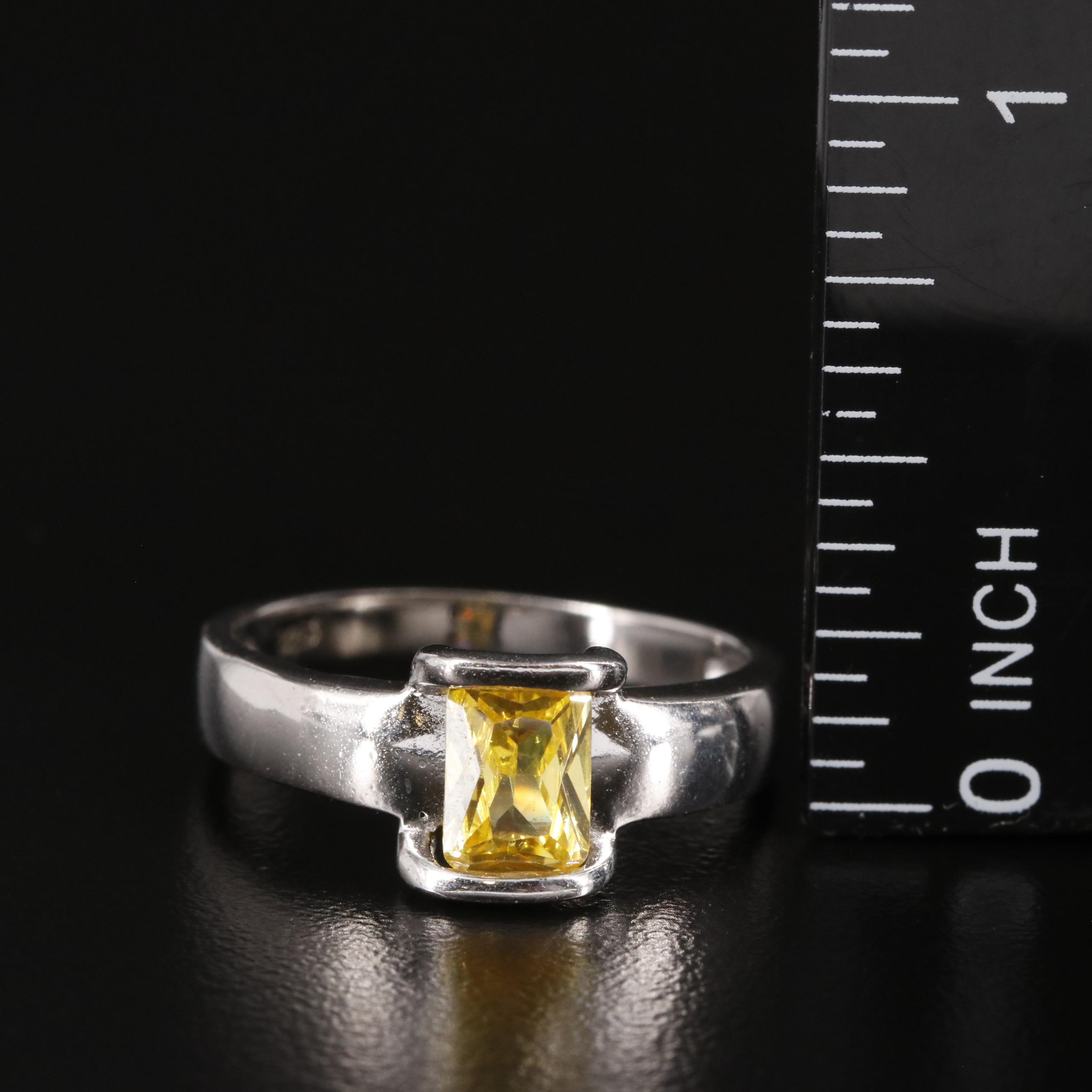 Sterling Cubic Zirconia Tapered Ring