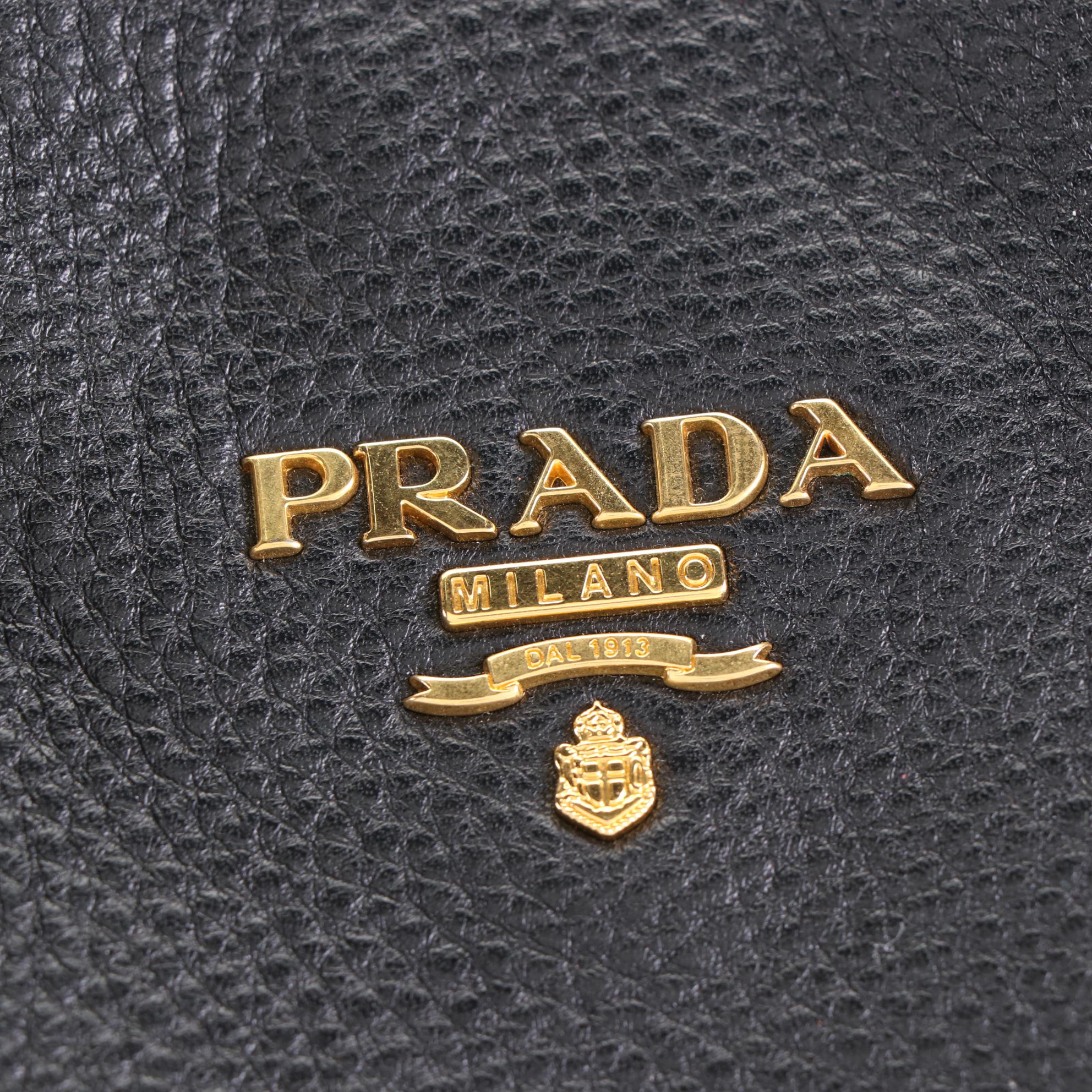 Prada Tote Bag in Black Vitello Daino Leather