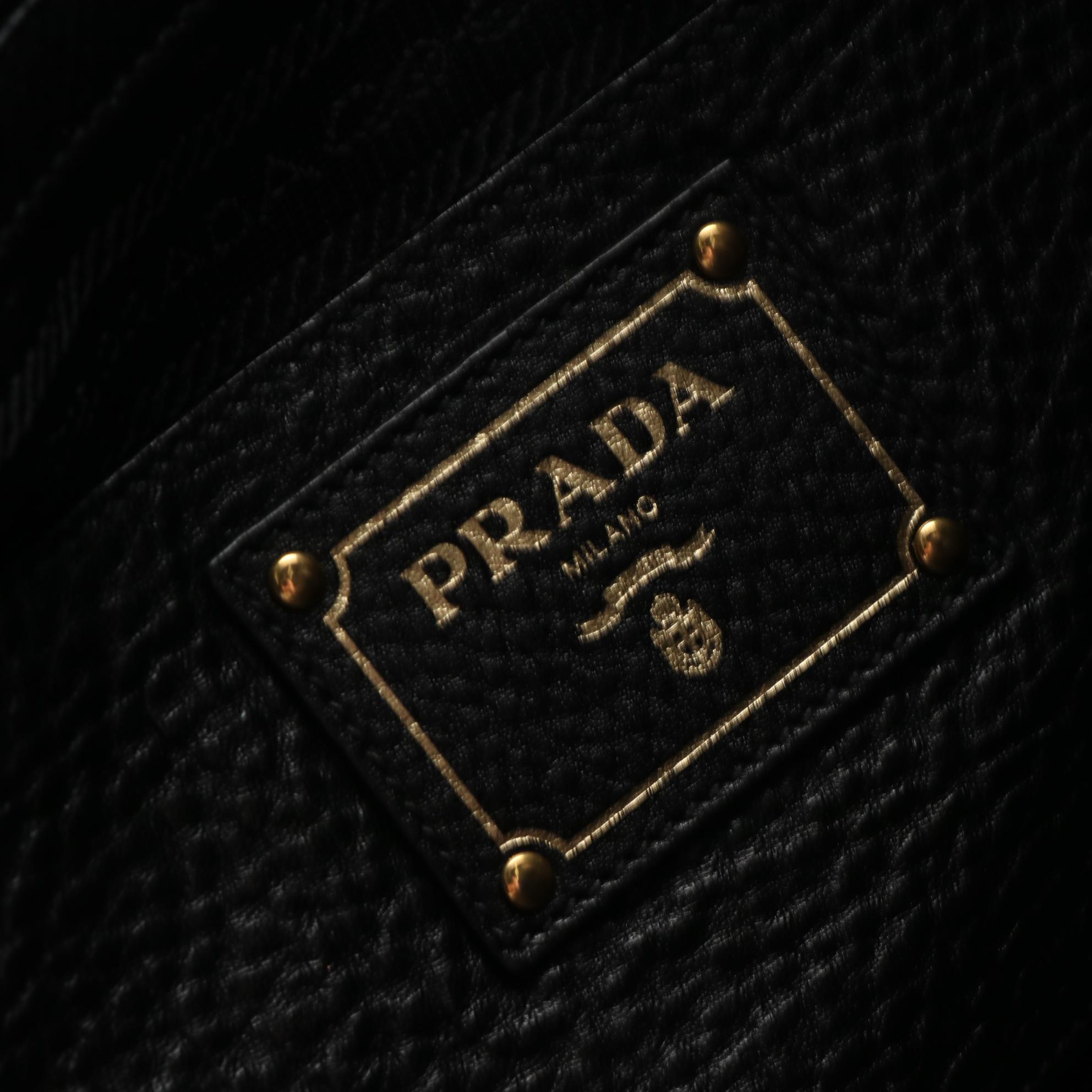 Prada Tote Bag in Black Vitello Daino Leather