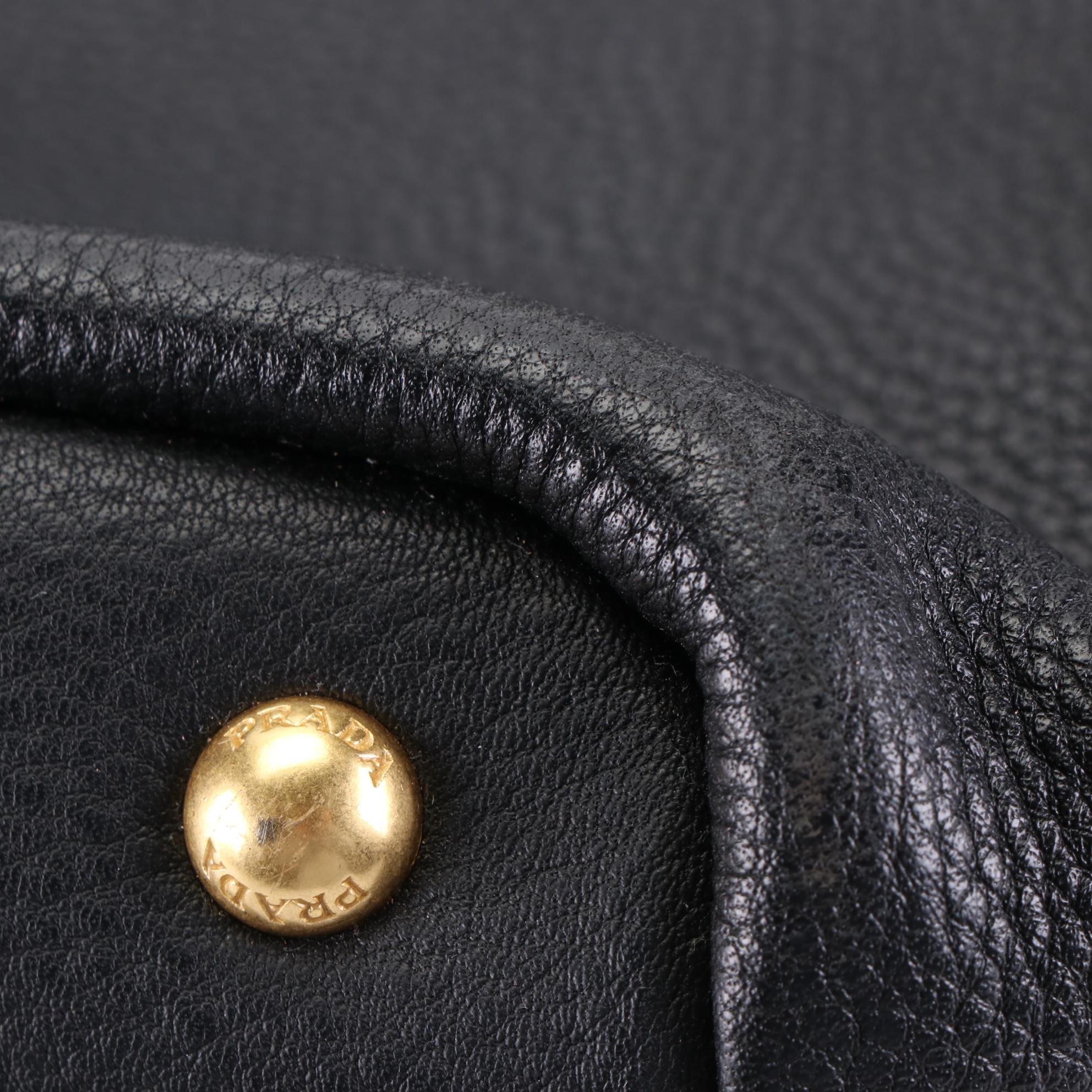 Prada Tote Bag in Black Vitello Daino Leather