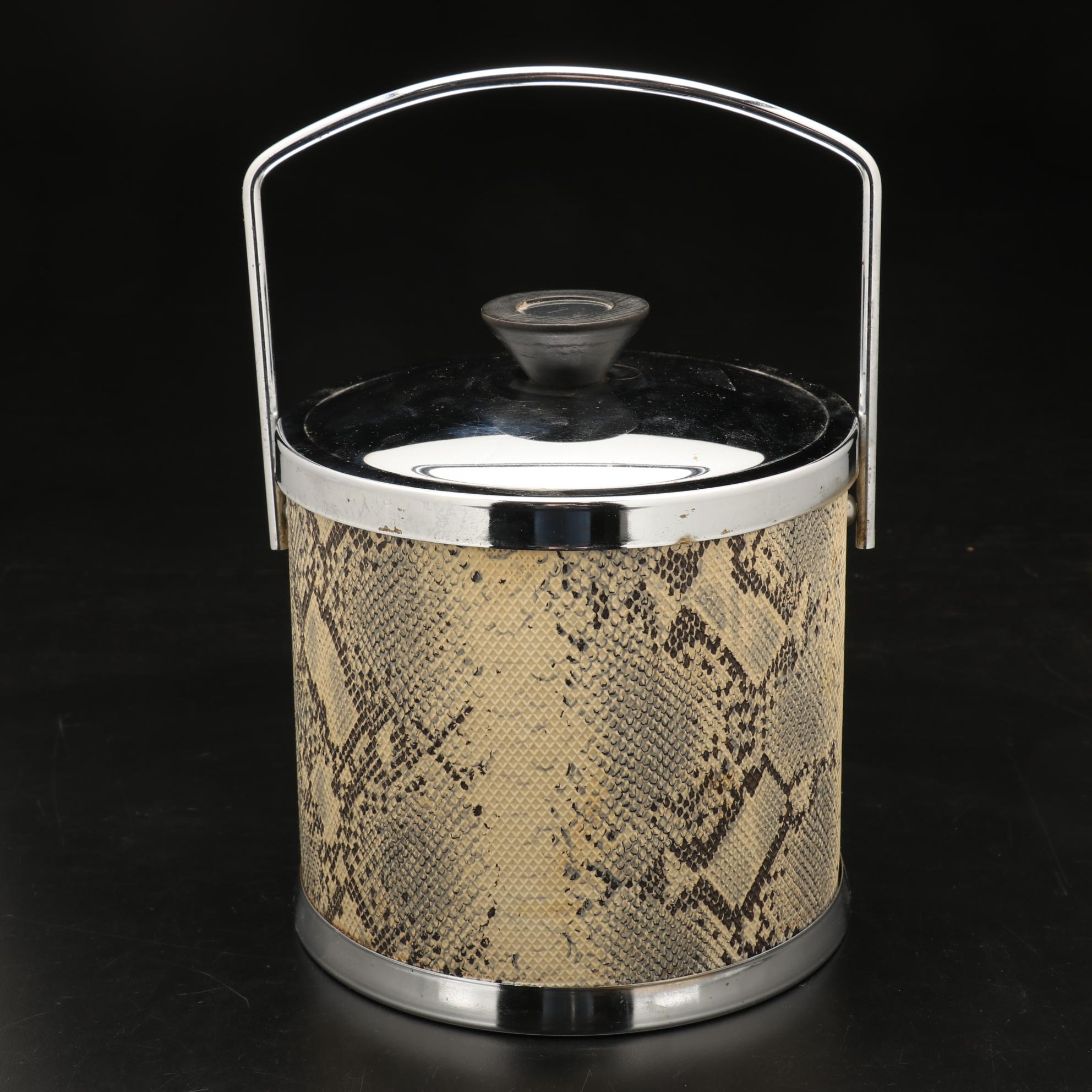 Claret Wine Glasses, Crystal Decanter, and Snakeskin Printed Ice Bucket