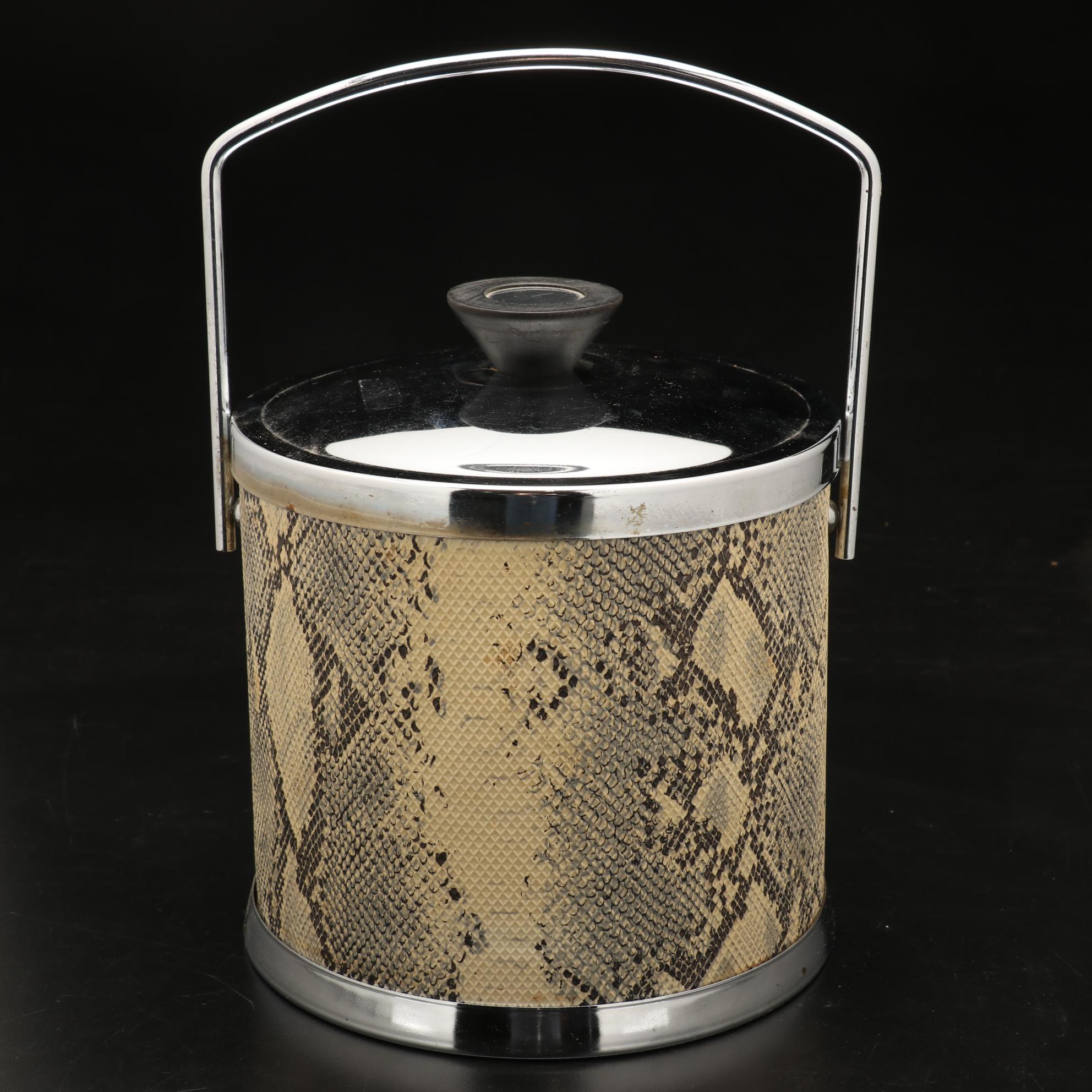 Claret Wine Glasses, Crystal Decanter, and Snakeskin Printed Ice Bucket