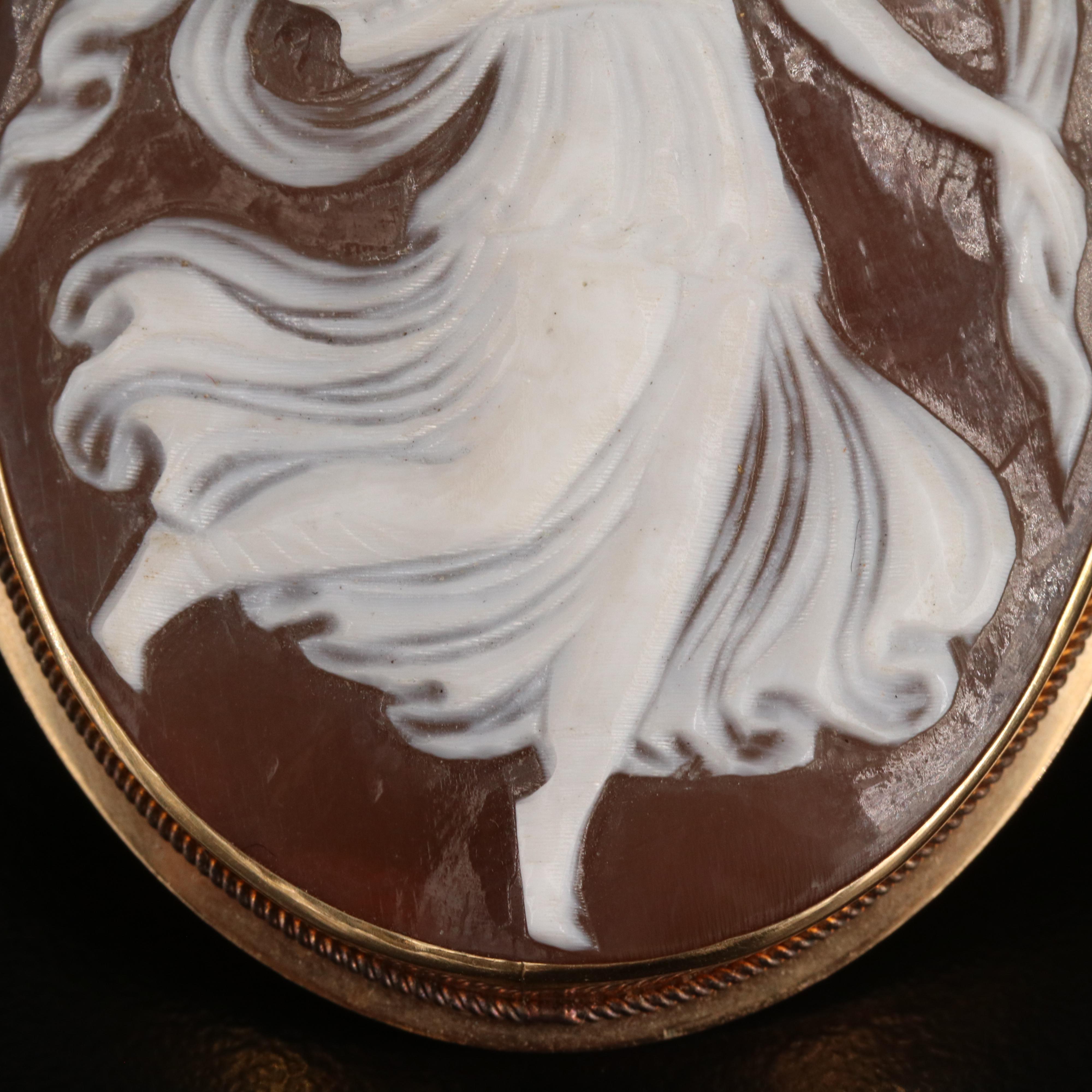 14K "Erato" Shell Cameo Converter Brooch
