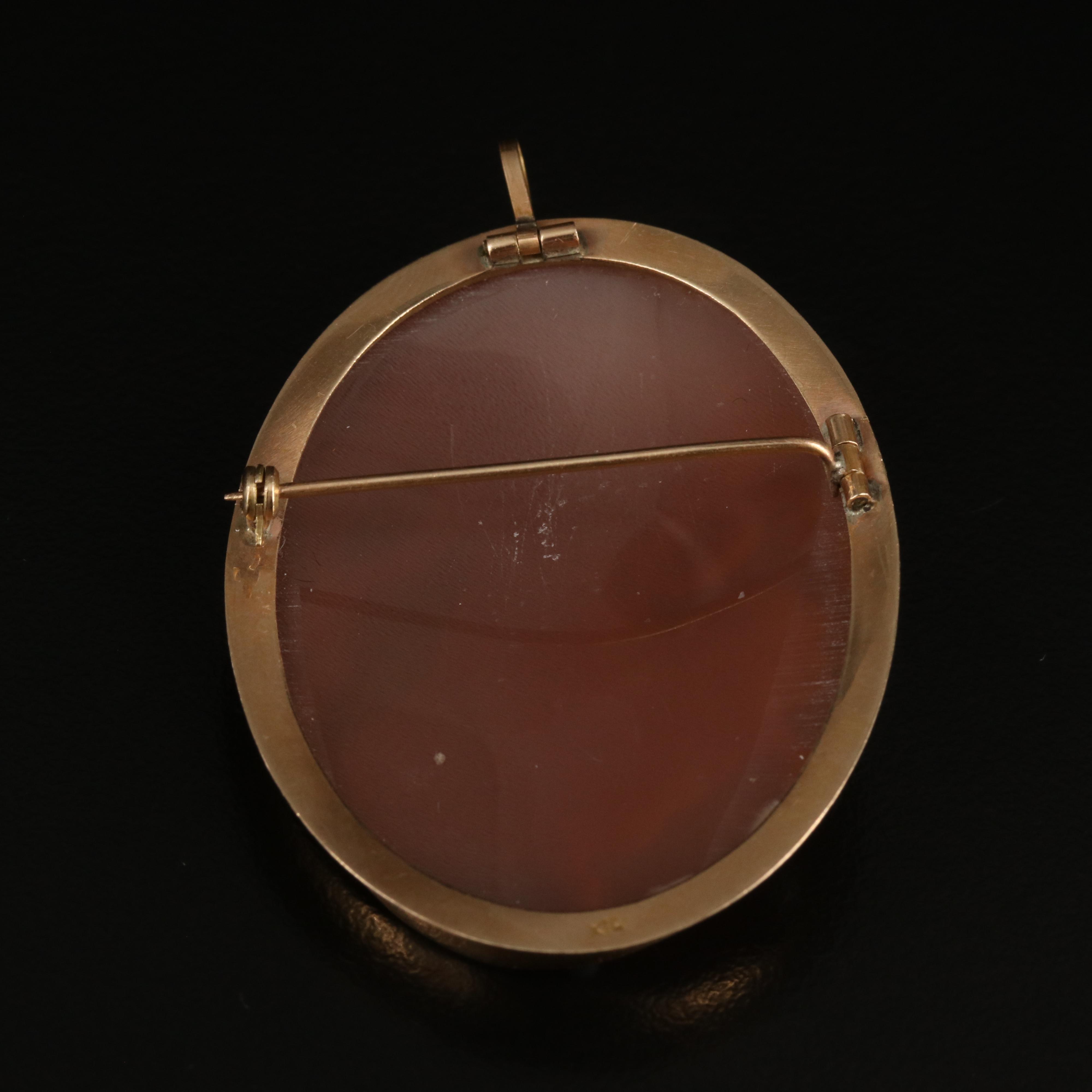 14K "Erato" Shell Cameo Converter Brooch