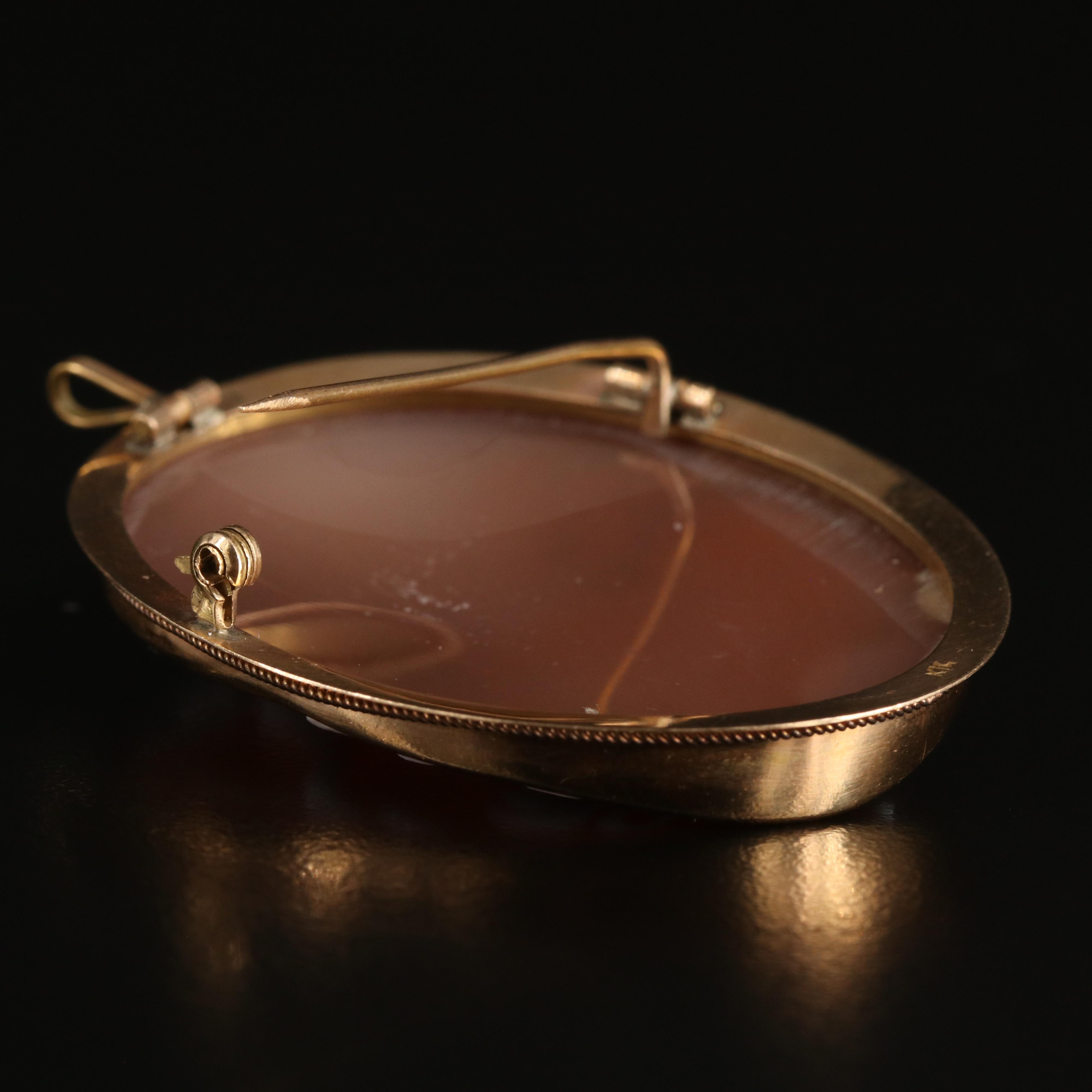 14K "Erato" Shell Cameo Converter Brooch