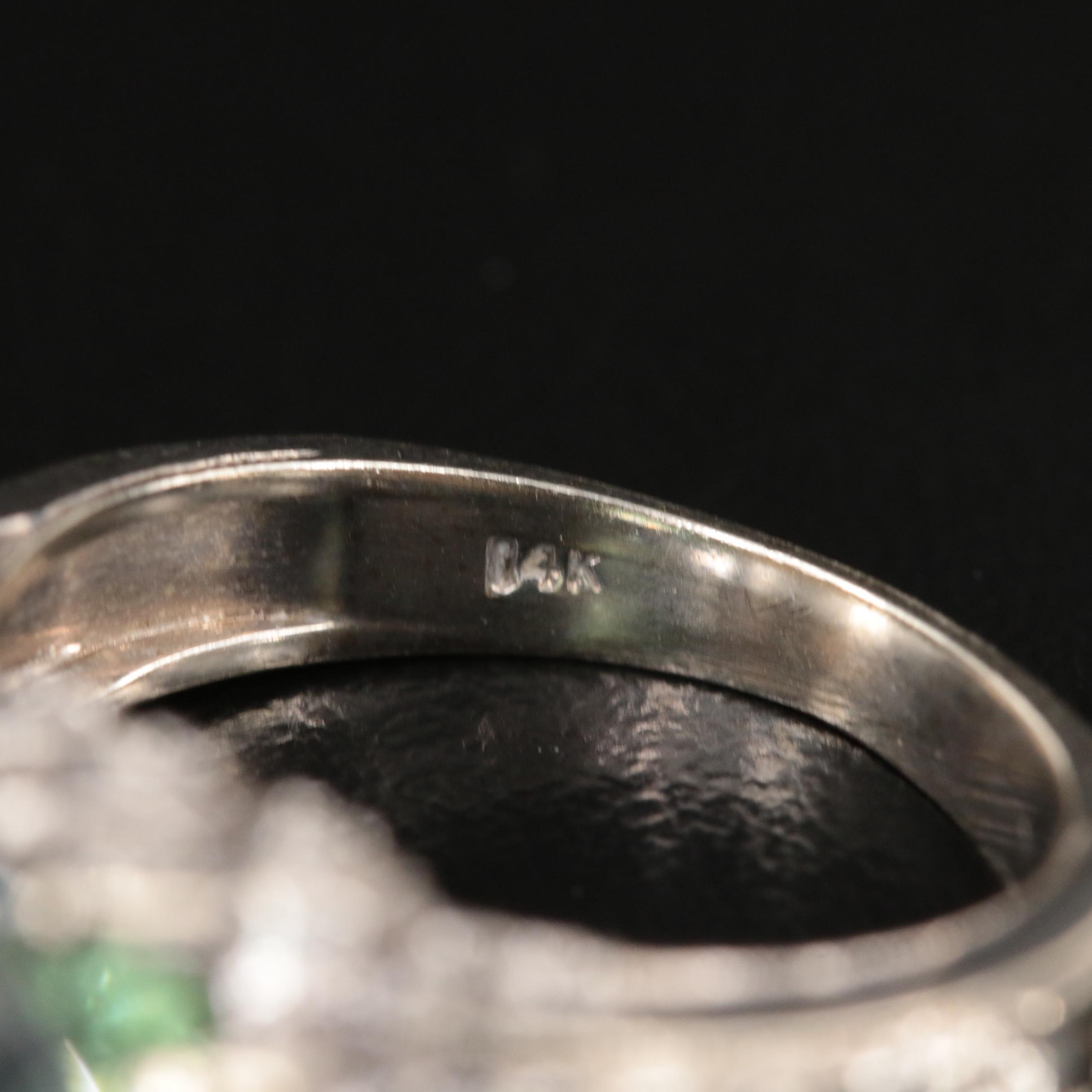 14K Tourmaline and Diamond Ring with Floral Accents