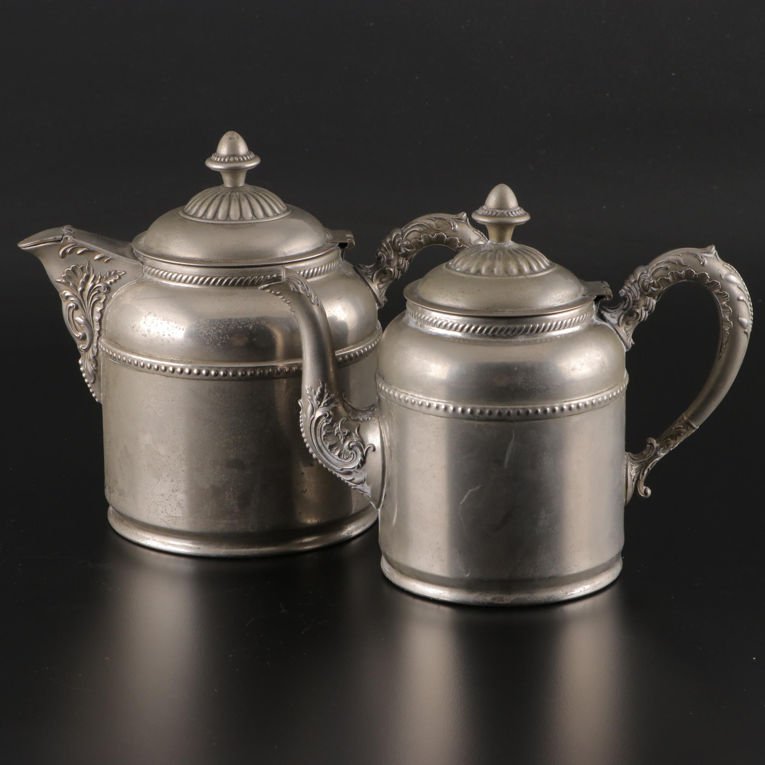 Rochester Stamping Co. Silver Plate Tea Kettle and Teapot, Early 20th Century