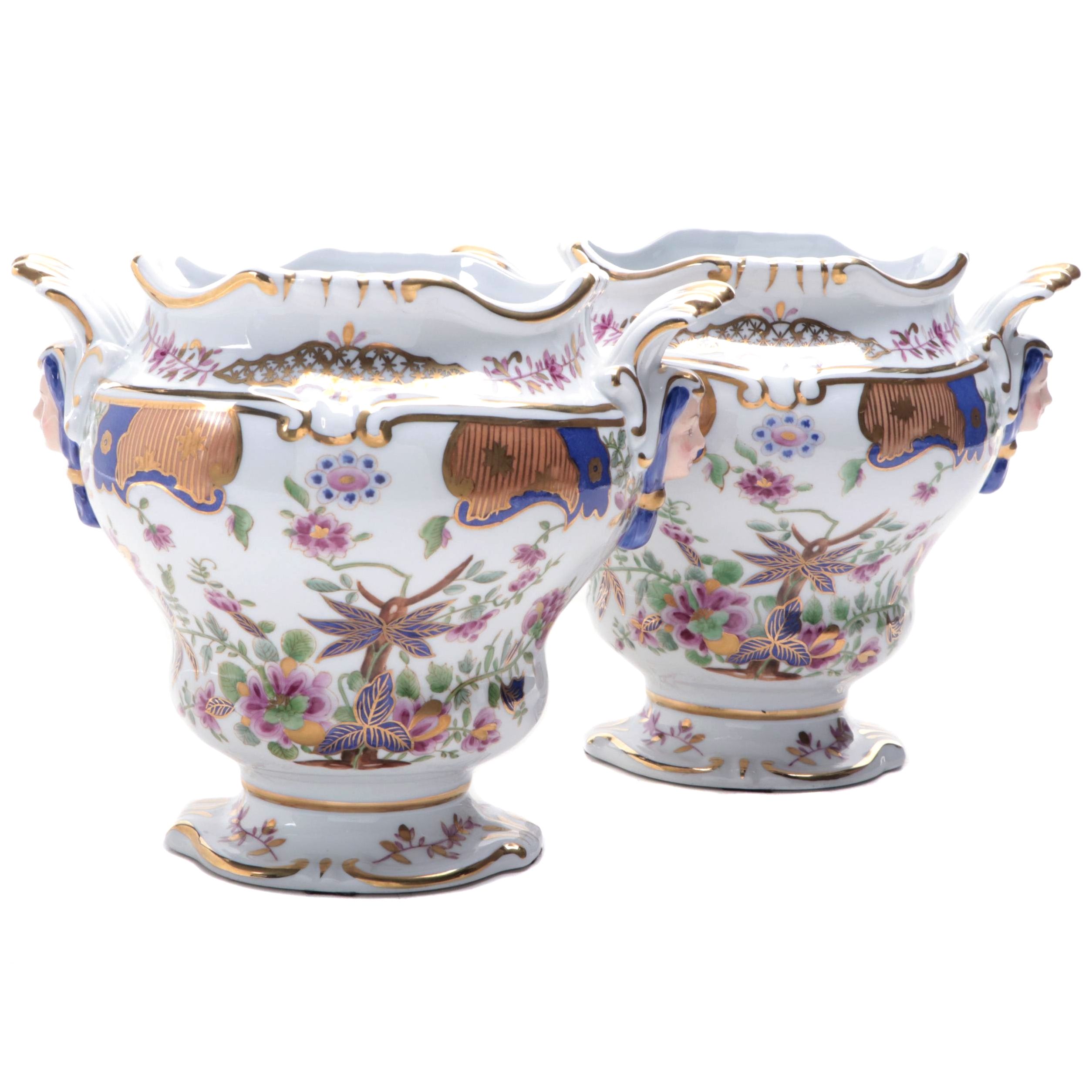 Chelsea House Rococo Style Porcelain Decorative Cachepots