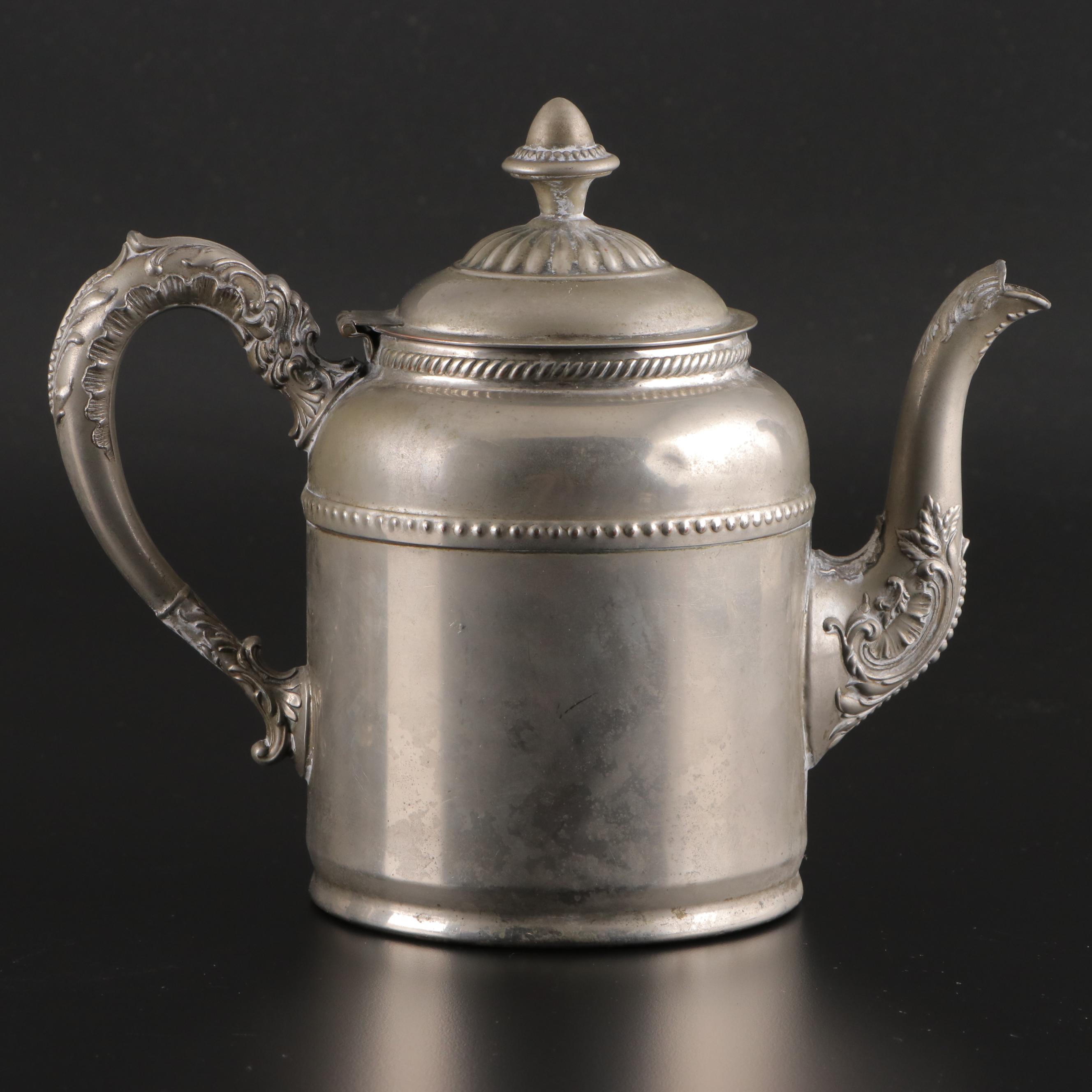 Rochester Stamping Co. Silver Plate Tea Kettle and Teapot, Early 20th Century