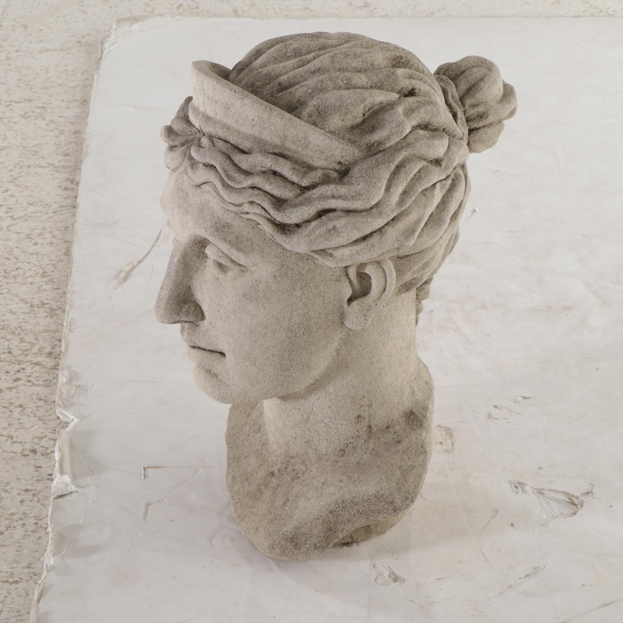 Concrete Bust Sculpture After Phidias "Lemnian Athena"